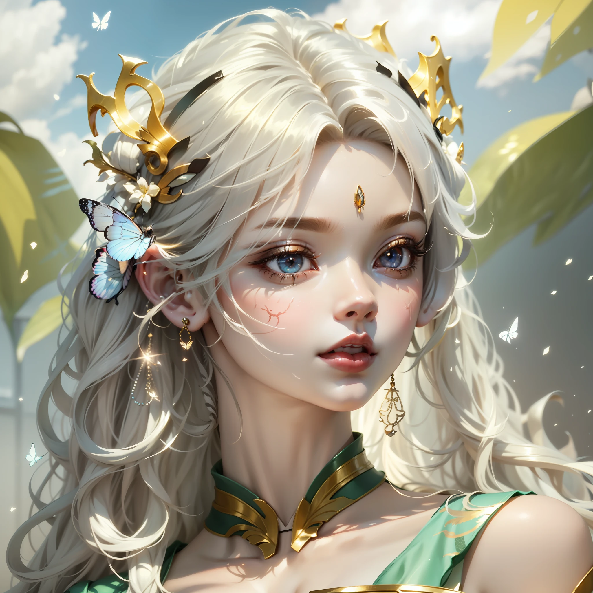 a close up of a doll with long hair and a butterfly on her head, smooth anime cg art, 8k high quality detailed art, anime styled 3d, perfect android girl, anime styled digital art, 2. 5 d cgi anime fantasy artwork, beautiful anime girl, fantasy art style, 3d anime girl, detailed digital anime art