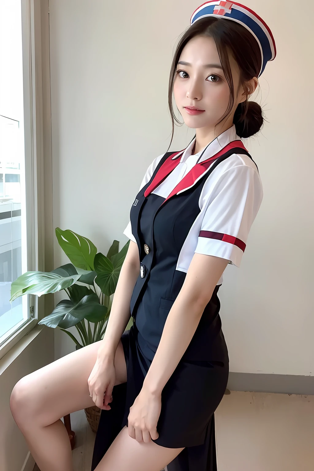 ((((Nurse、Take care of uniforms、))))、((top-quality、8K、masterpiece:1.3))、1girl in、sideshot:1.2、Beautiful Burmese woman with slender abs:1.3、(Casual Hairstyles、Colossal tits:1.2)、The bikini、in a house、Super Detailed Face、detailedeyes、二重まぶた、full body Esbian