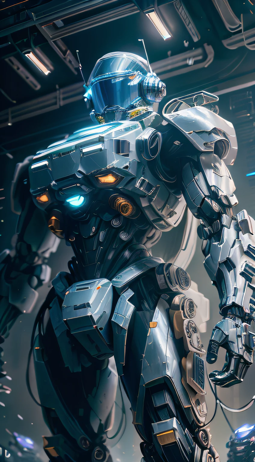 Close-up of a man standing in a car before a full moon,With a mecha helmet,, star citizen halo,, , star citizen, 《Overwatch》Sigma, ps5 cinematic screen capture, star citizen digital art,Mecha Sky --auto