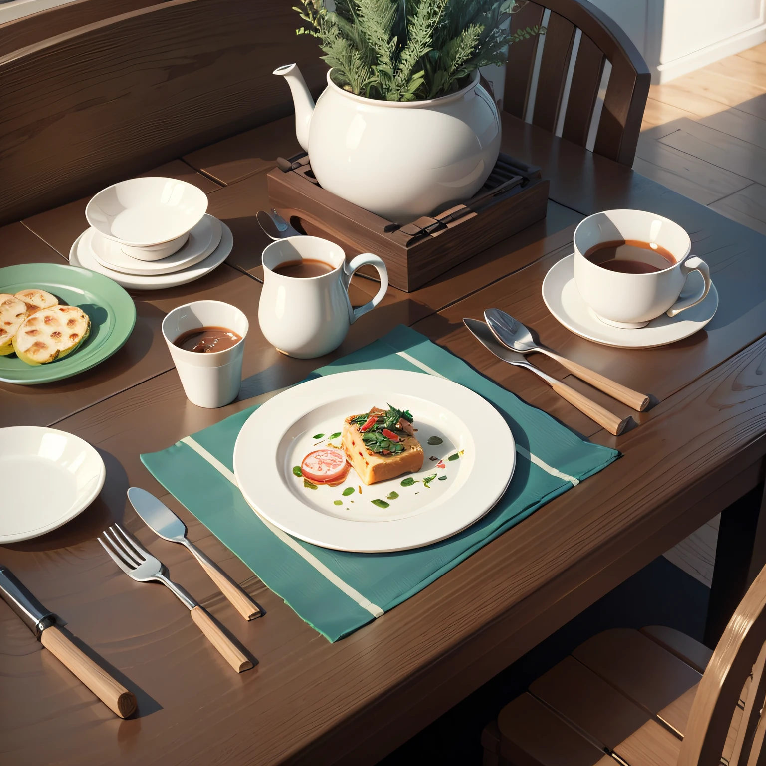 Tableware illustration style --auto