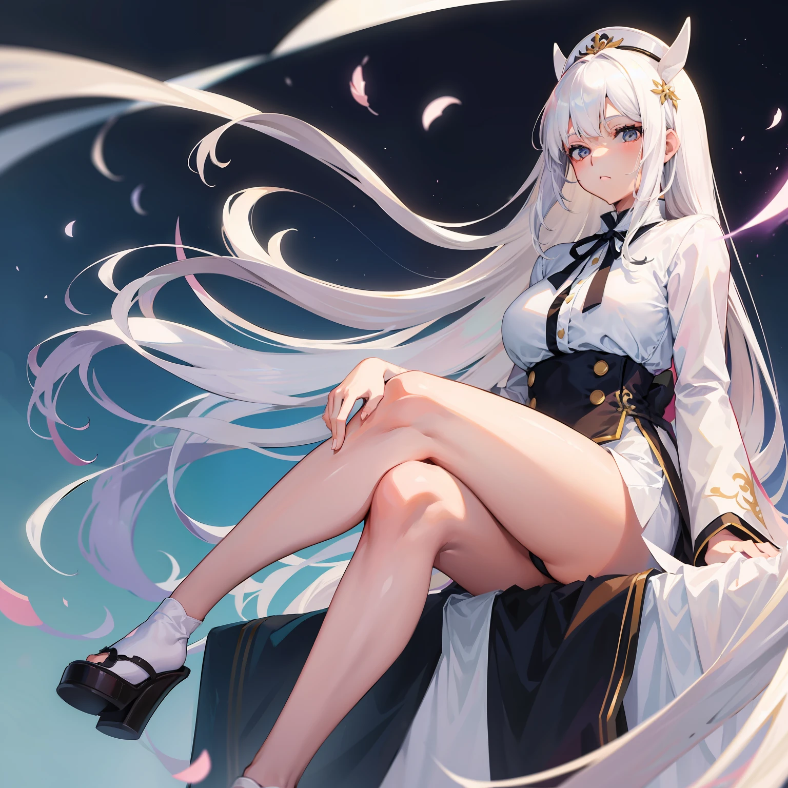White hair,Beautuful Women,校服,dual horsetail,Long legs, Beth,Need