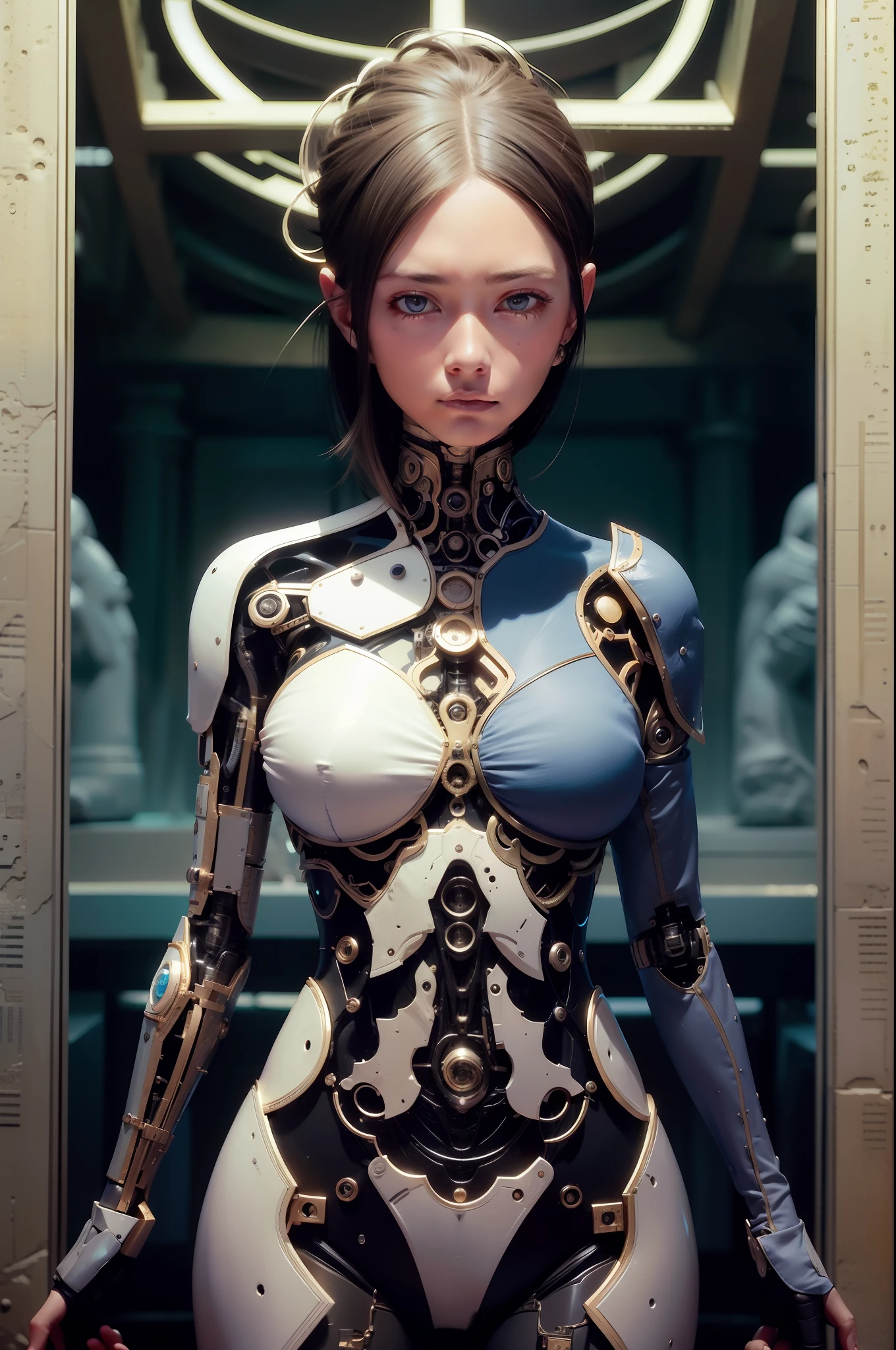 Mujeres robot, in the style of fine attention to anatomy, negro oscuro y azul, High Dymanic Range, Organic and fluid, Foto de National Geographic, capas transparentes