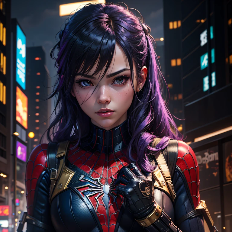 Female Spider-Man,cyber punk perssonage,Gold 8k。 --auto