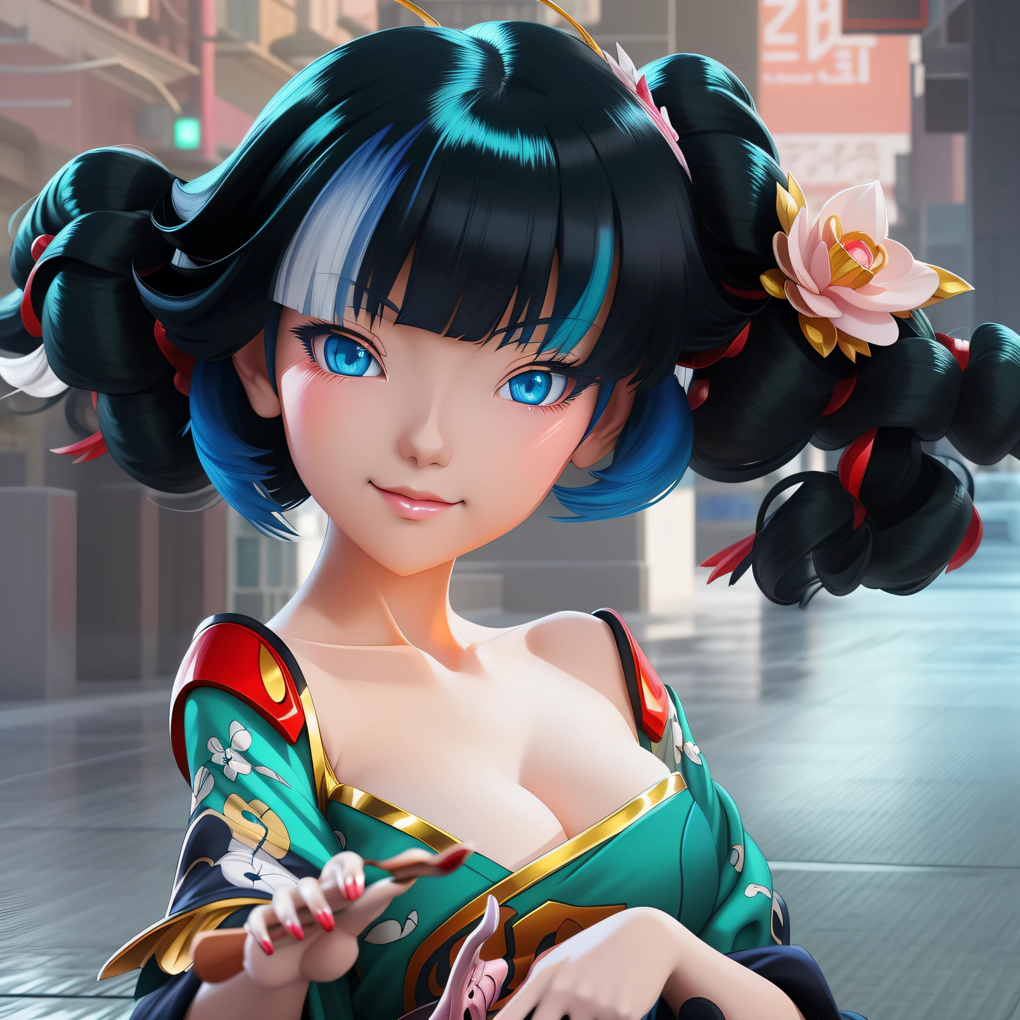 Anime girl with black hair and blue eyes in a green dress, anime styled digital art, Digital anime art, onmyoji portrait, seductive anime girls, anime styled 3d, Style Artgerm, anime style digital art, Art germ. anime illustration, Detailed digital anime art, Rossdraws digital painting, anime 3 d art, beautiful and seductive anime woman