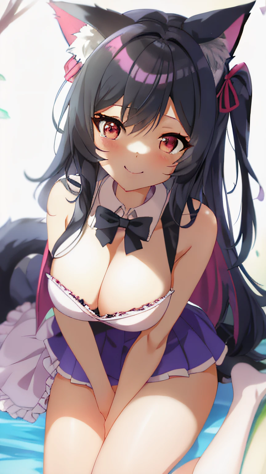 tmasterpiece, Best quality, SushangV4, 1girll, byself, lying down, Beds, short detailed hair, nedium breasts,, little breast, hair adornments, underdressing, stocklings, brunette color hair、anime girl with a cat ear and a bow tie, cute anime catgirl, beautiful anime catgirl, anime catgirl, anime girl with cat ears, portrait of ahri, ahri, Very beautiful anime cat girl, Anime moe art style, Girl with fox ears, anime cat, Girl with cat ears, anime visual of a cute cat,Virtual YouTuber,nedium breasts,Wolf tail,a sexy maid in a magical forest, Detailed fanart, author:Kamagurka
