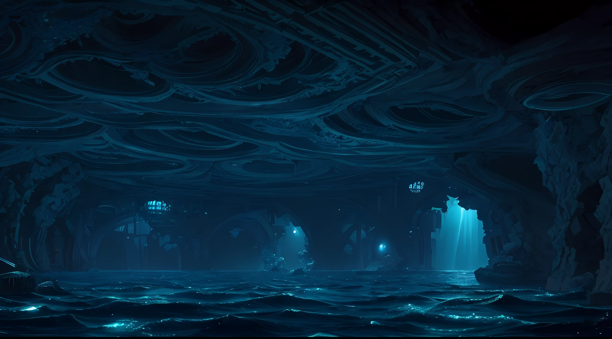 (Deep sea full,dingdall effect， Undersea Palace：1.5，Blue Crystal Palace, ), Ultra mysterious, painting of a, Panoramic views of the deep sea, Undersea Palace, Mysterious architecture, Ultra luxurious palace Jellyfish are around, glowing jellyfish, Blue glow, Pearls in the deep sea, Starry sky like the Milky Way, ((mistic)), ((Deep sea full)) More details The picture is exquisite --auto