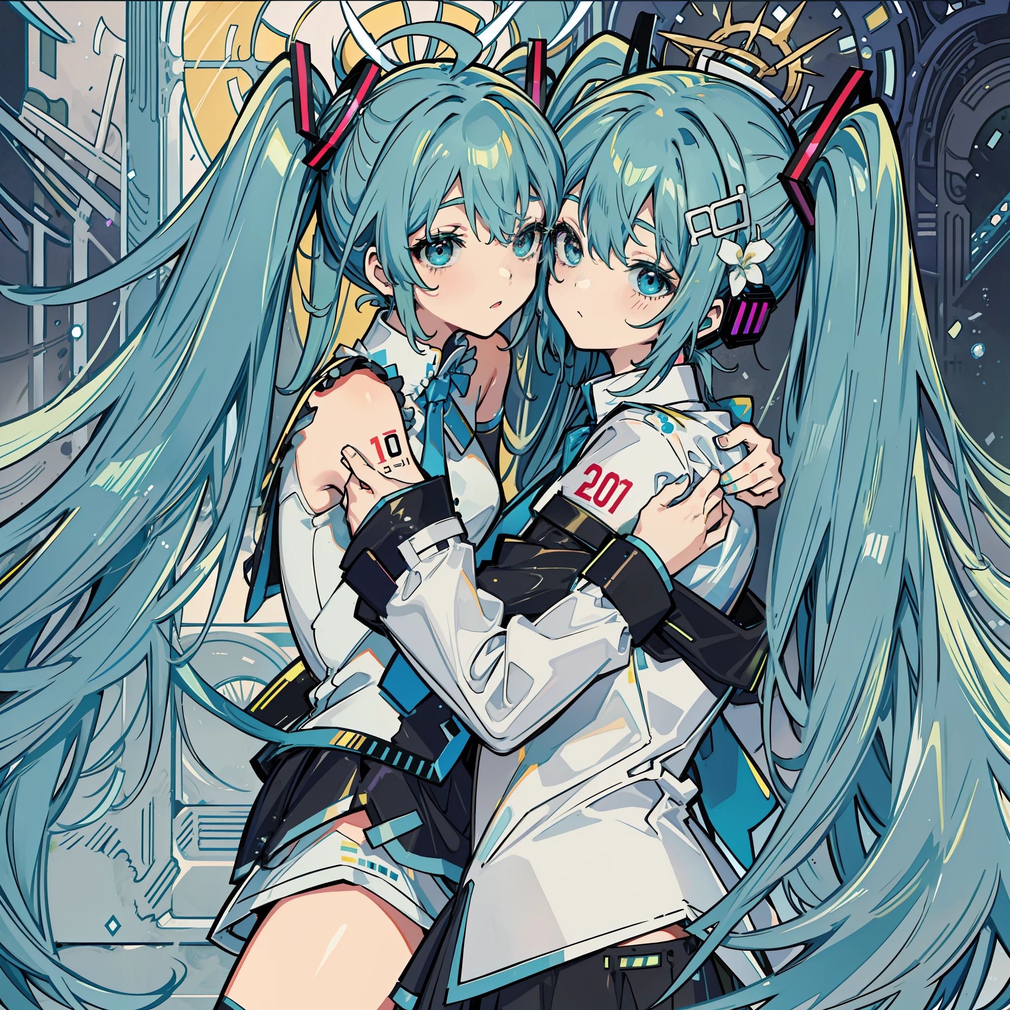 Hatsune Miku hugged Luo Tianyi,kiss,nakeness,Lesbian