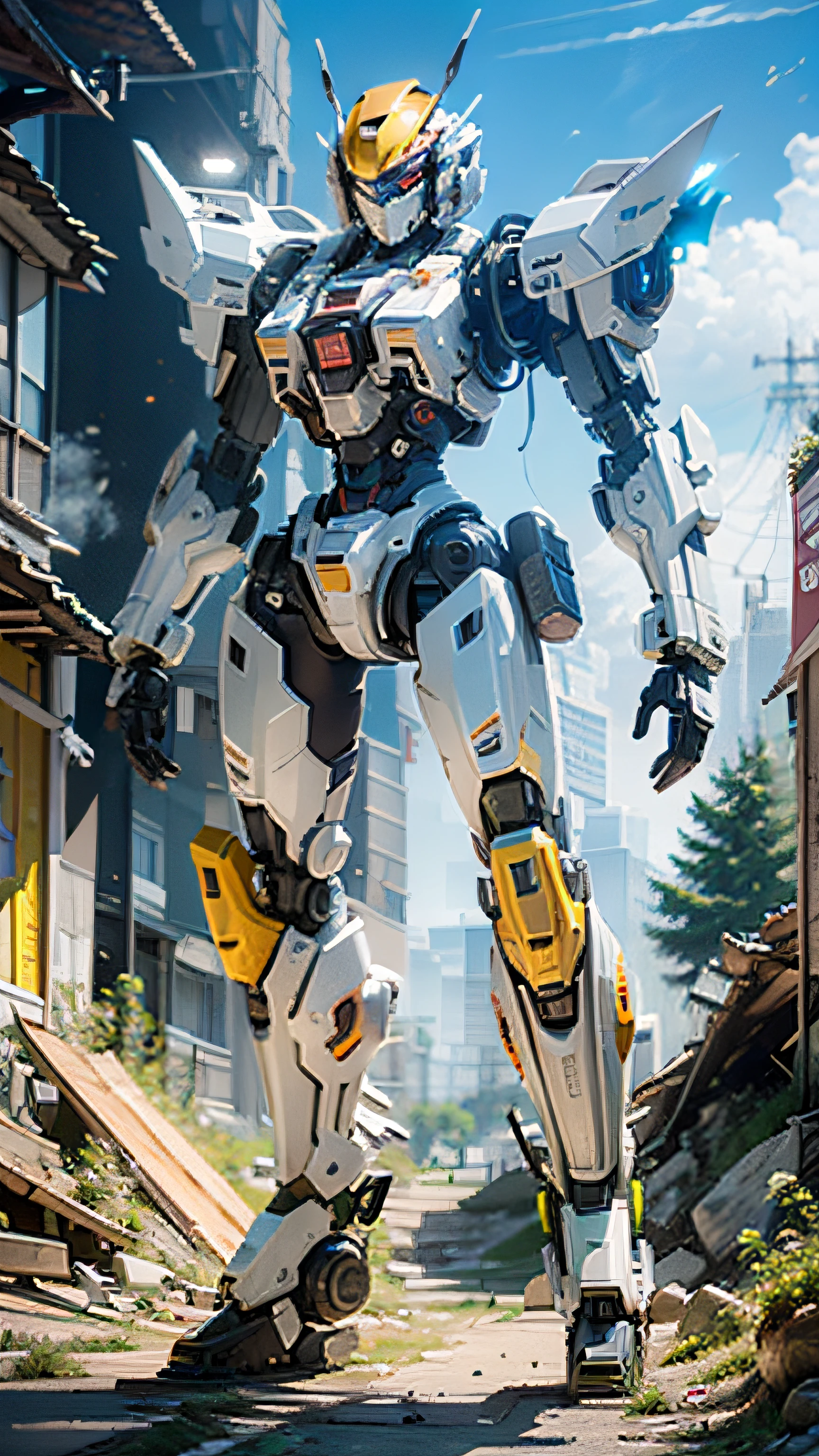 ((Best quality)), ((masterpiece)), (highly detailed:1.3), 3D,Shitu-mecha, beautiful cyberpunk women with her mecha in the ruins of city from a forgoten war, ancient technology,HDR (High Dynamic Range),Ray Tracing,NVIDIA RTX,Super-Resolution,Unreal 5,Subsurface scattering,PBR Texturing,Post-processing,Anisotropic Filtering,Depth-of-field,Maximum clarity and sharpness,Multi-layered textures,Albedo and Specular maps,Surface shading,Accurate simulation of light-material interaction,Perfect proportions,Octane Render,Two-tone lighting,Low ISO,White balance,Rule of thirds,Wide aperature,8K RAW,Efficient Sub-Pixel,sub-pixel convolution,luminescent particles,light scattering,Tyndall effect