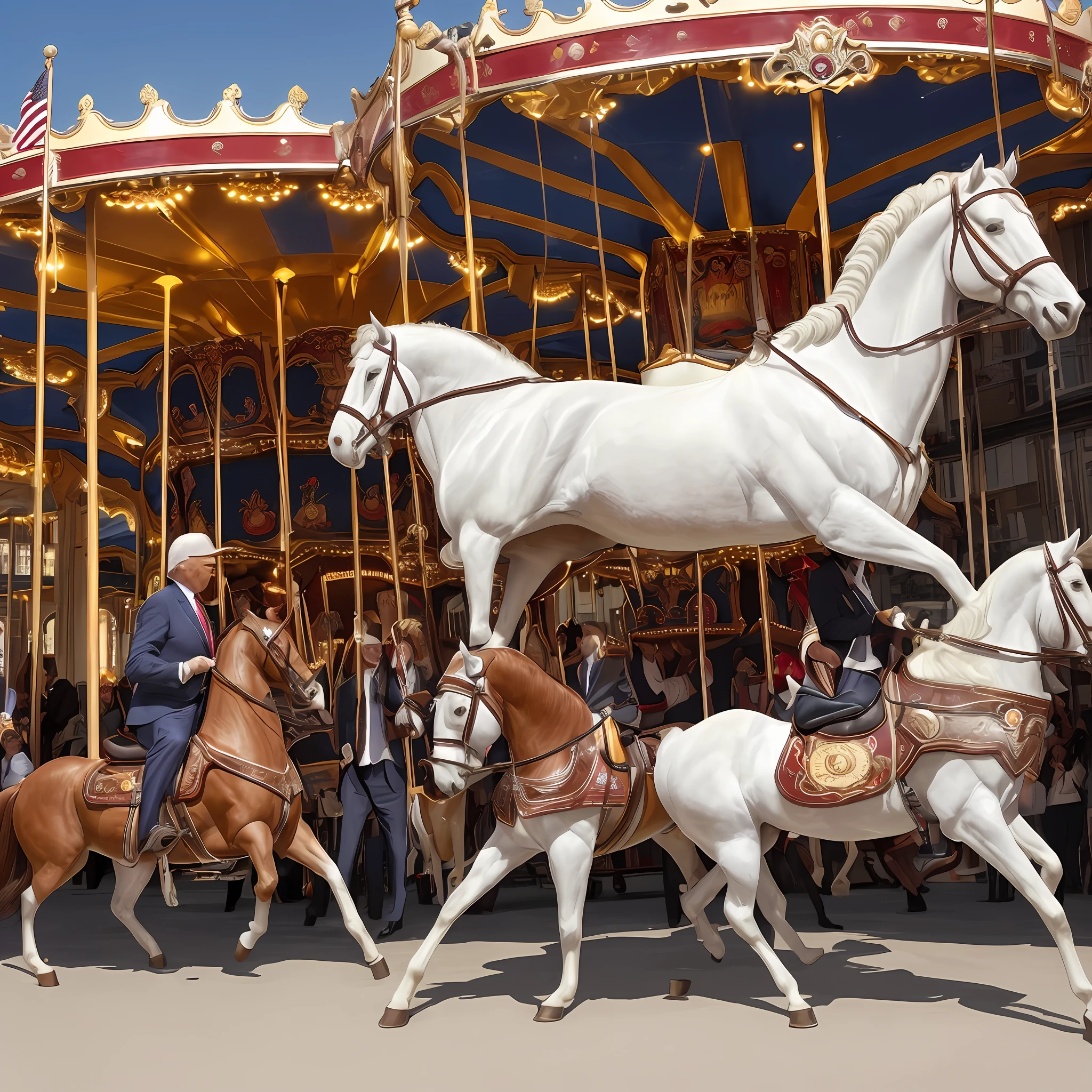 Biden and Trump ride on a carousel --auto