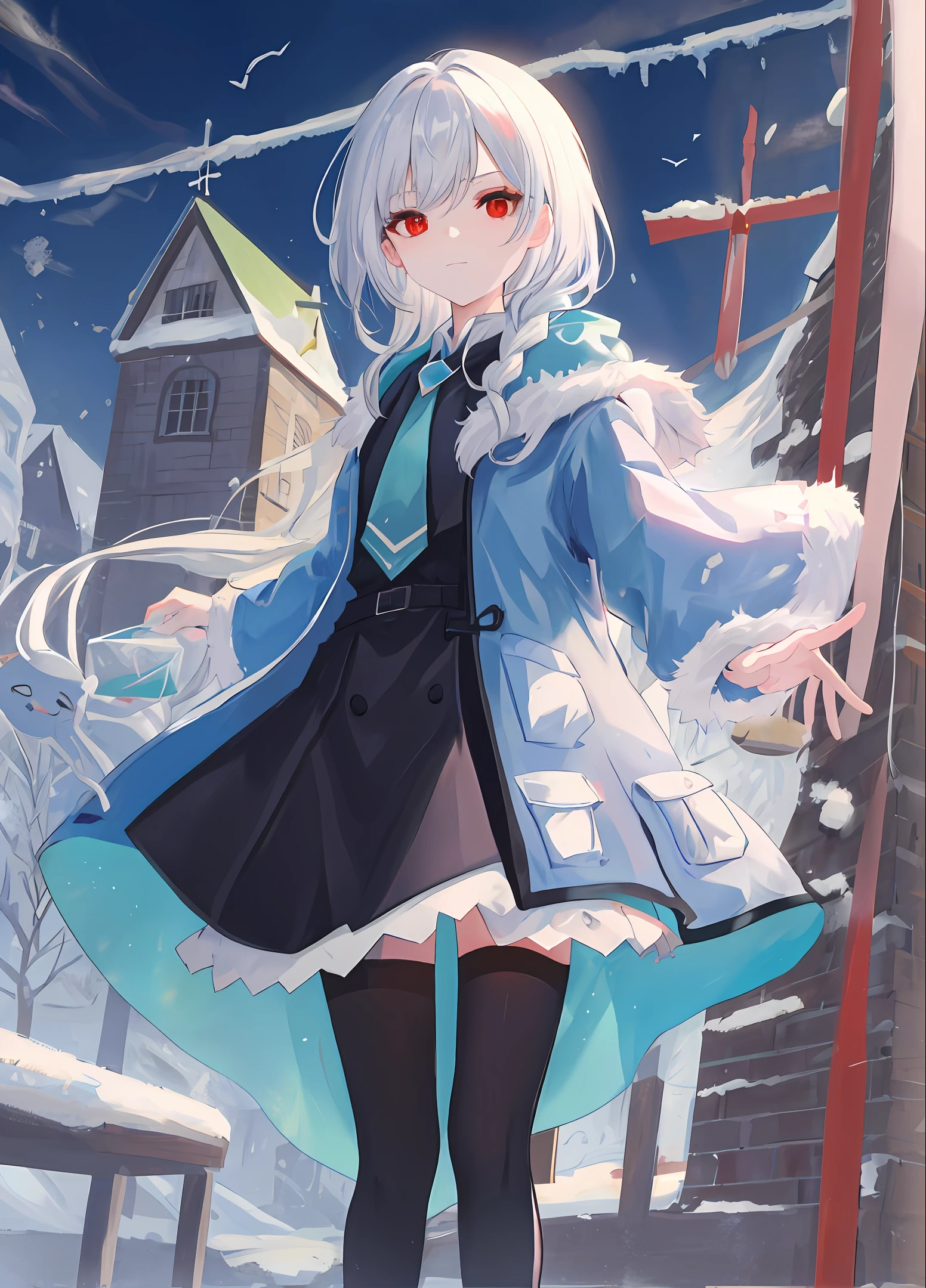 (whaite hair:1.3+silber hair:1.2),(coat large:1.1+White stockings:1.1),(adolable:1.2+rein:1.1+pornography:1.1),(red eyes:1.2),(Frozen:1.2)