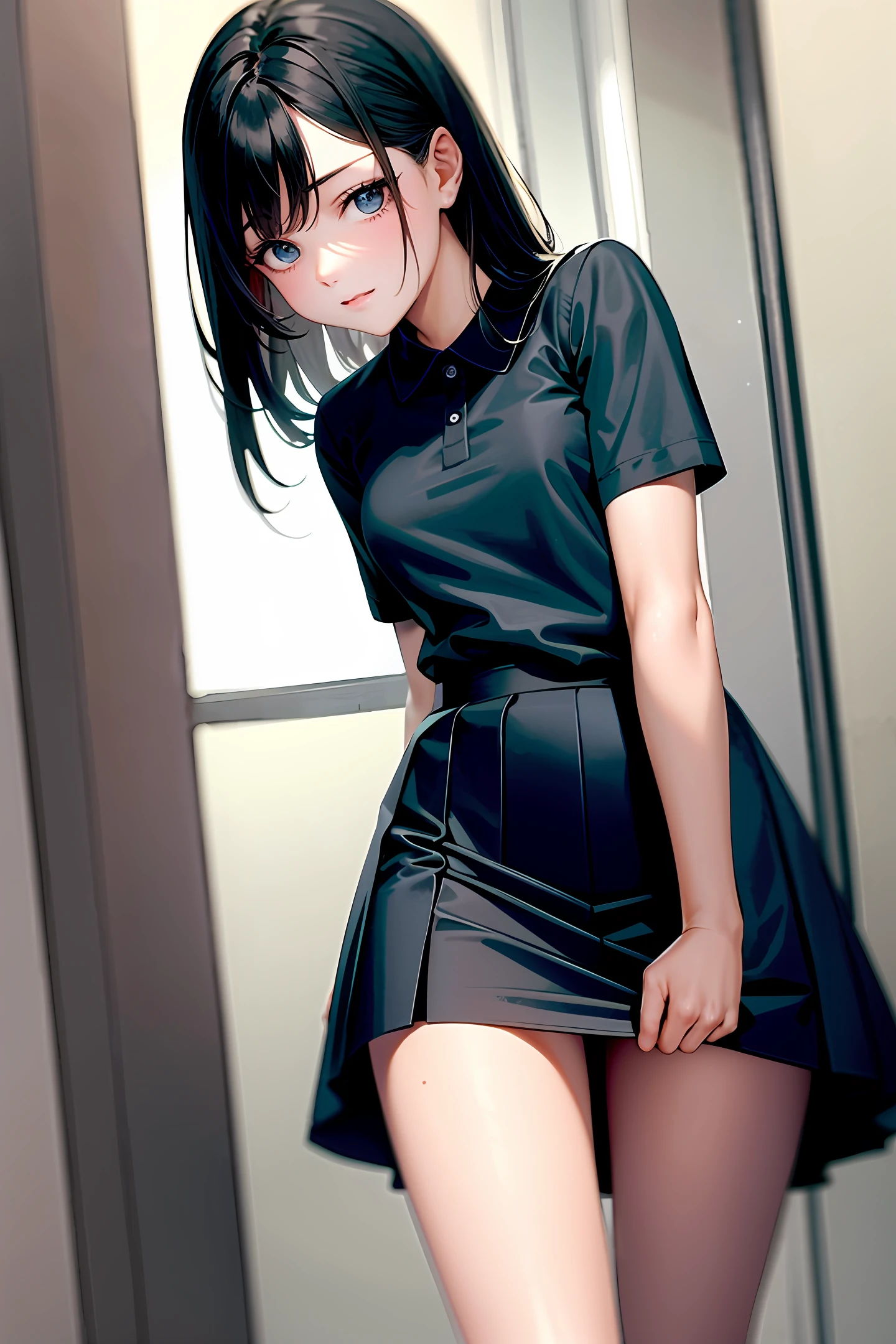 The beauty lifted up her skirt