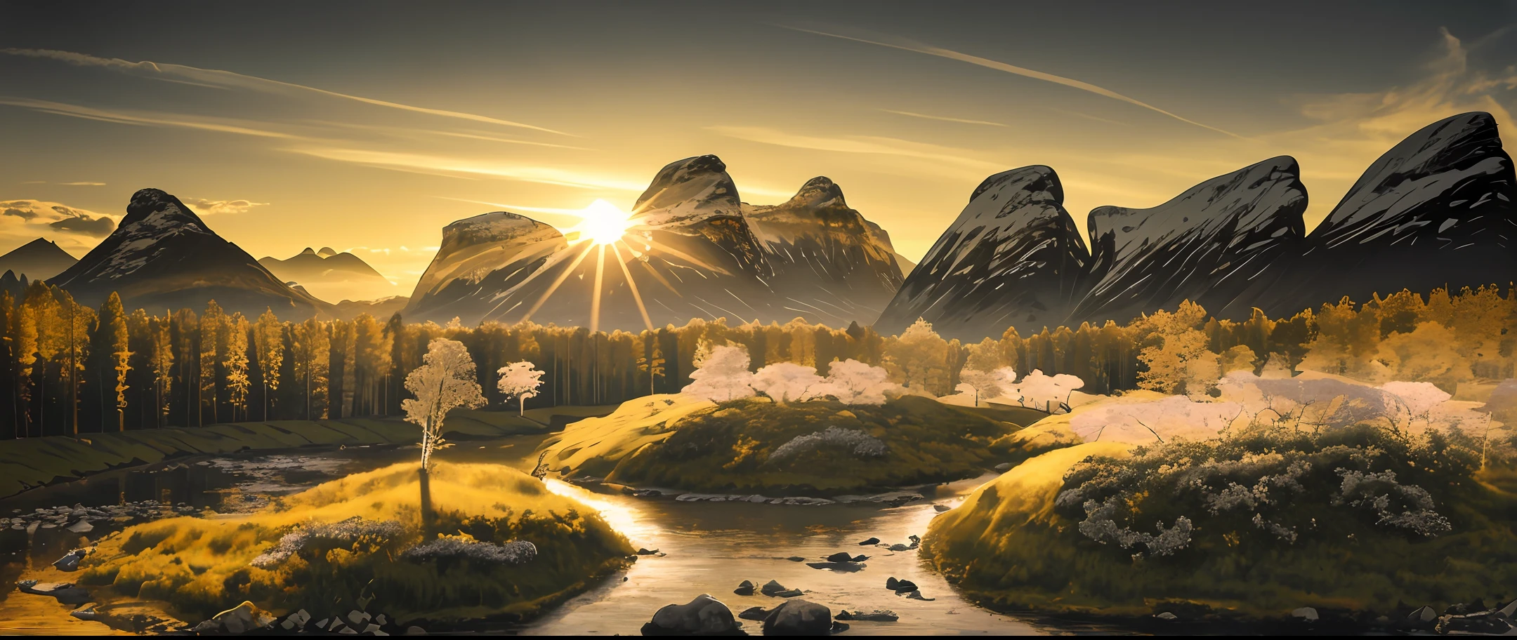 Black and gold landscape