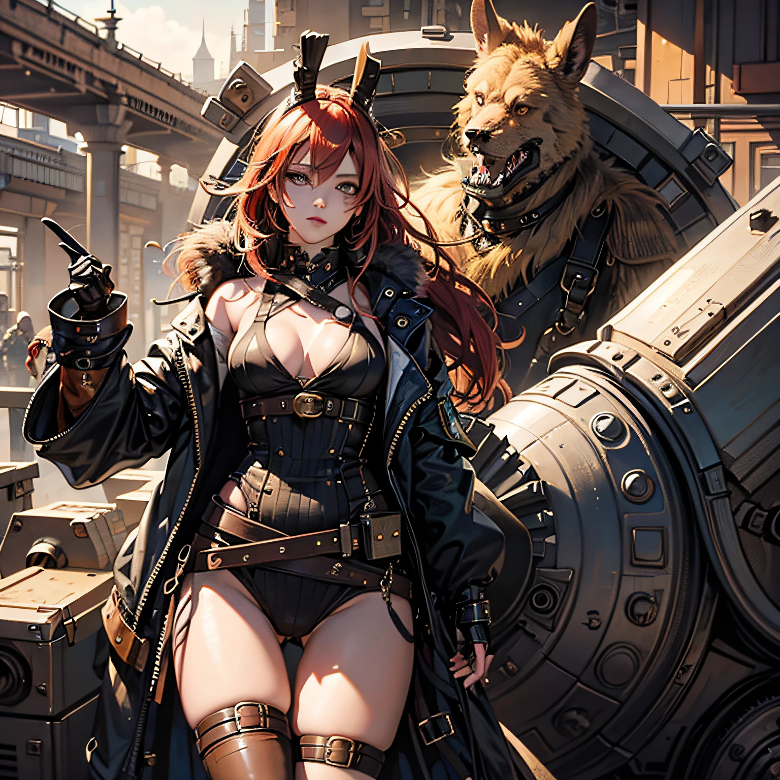 Steampunk female ninja body exploded half naked --auto