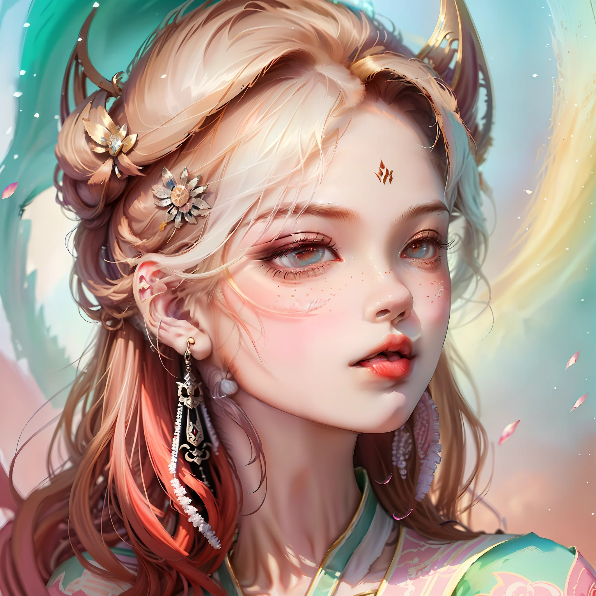 a close up of a woman with a mirror and a hair brush, loli, artwork in the style of guweiz, fantasy art style, cute detailed digital art, orianna, detailed digital anime art, hyperdetailed fantasy character, youthful taliyah, portrait of zelda, stylized anime, detailed digital 2d fantasy art, fantasy style art, stylized portrait