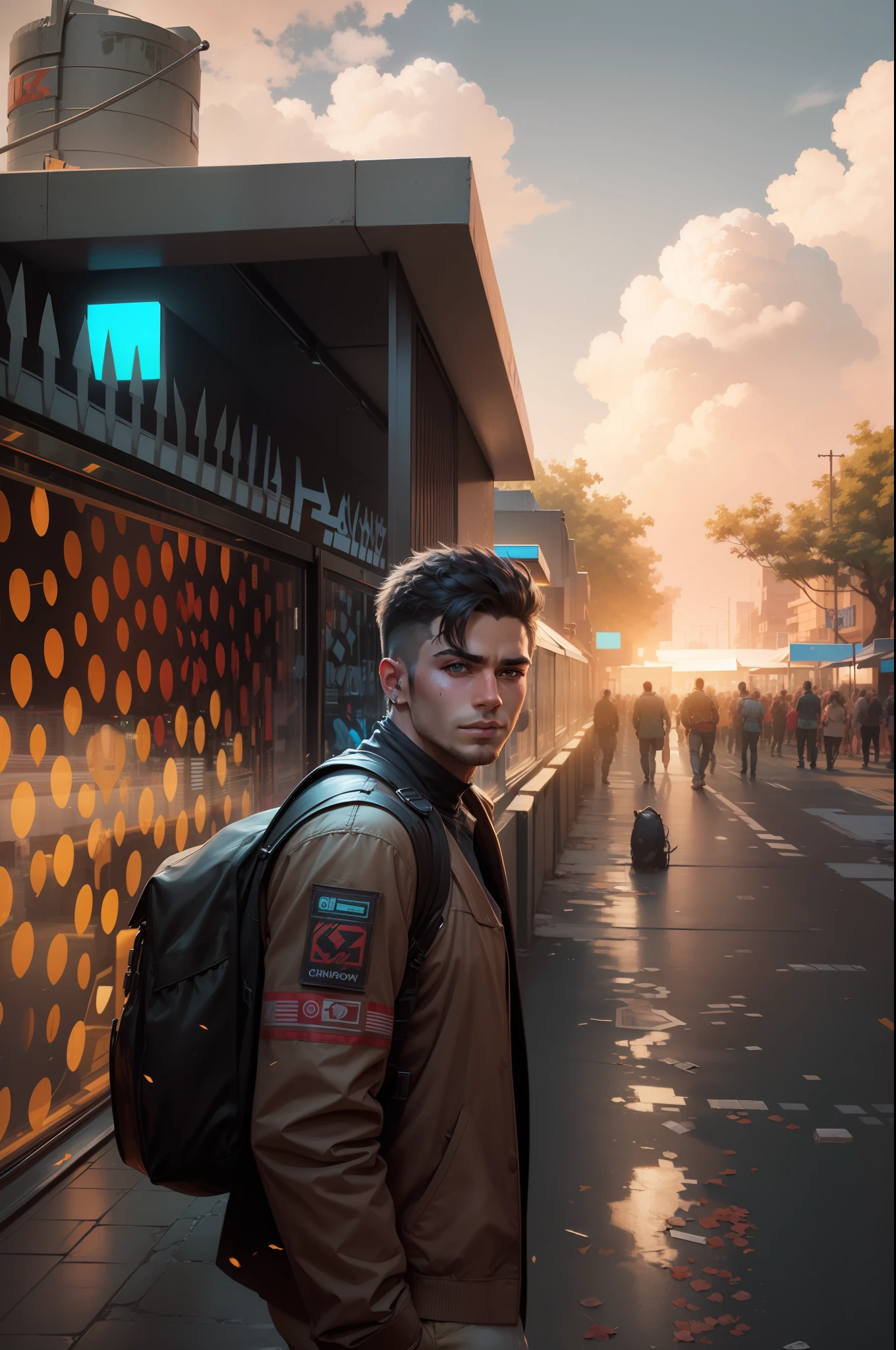 Change background cyberpunk handsome boy, realistic face,8k,ultra realistic,