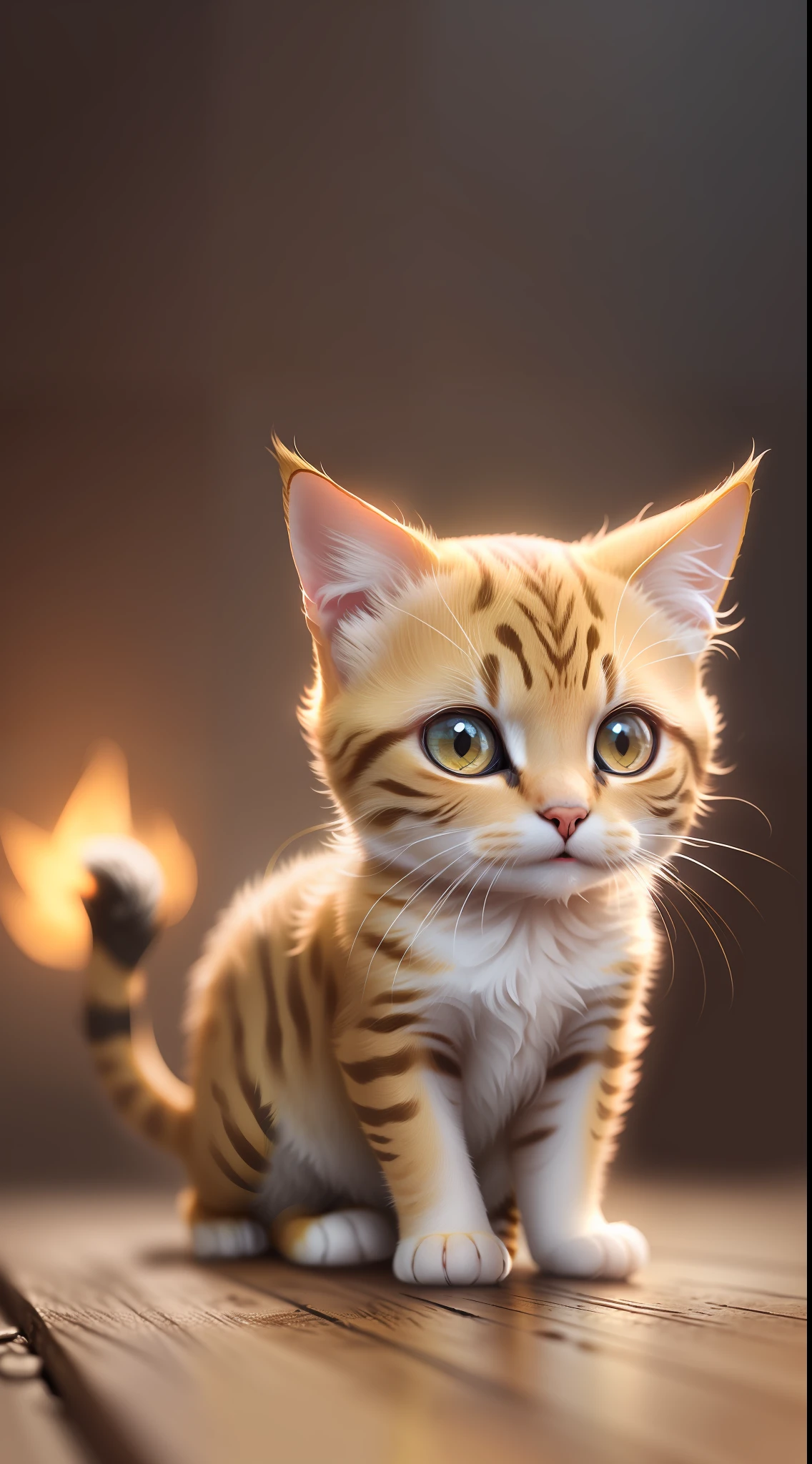 Small Baby cute yellow cat,baby cute yellow cat in dark night and cat eye is glowing red light, high quality,high resolution,dark background