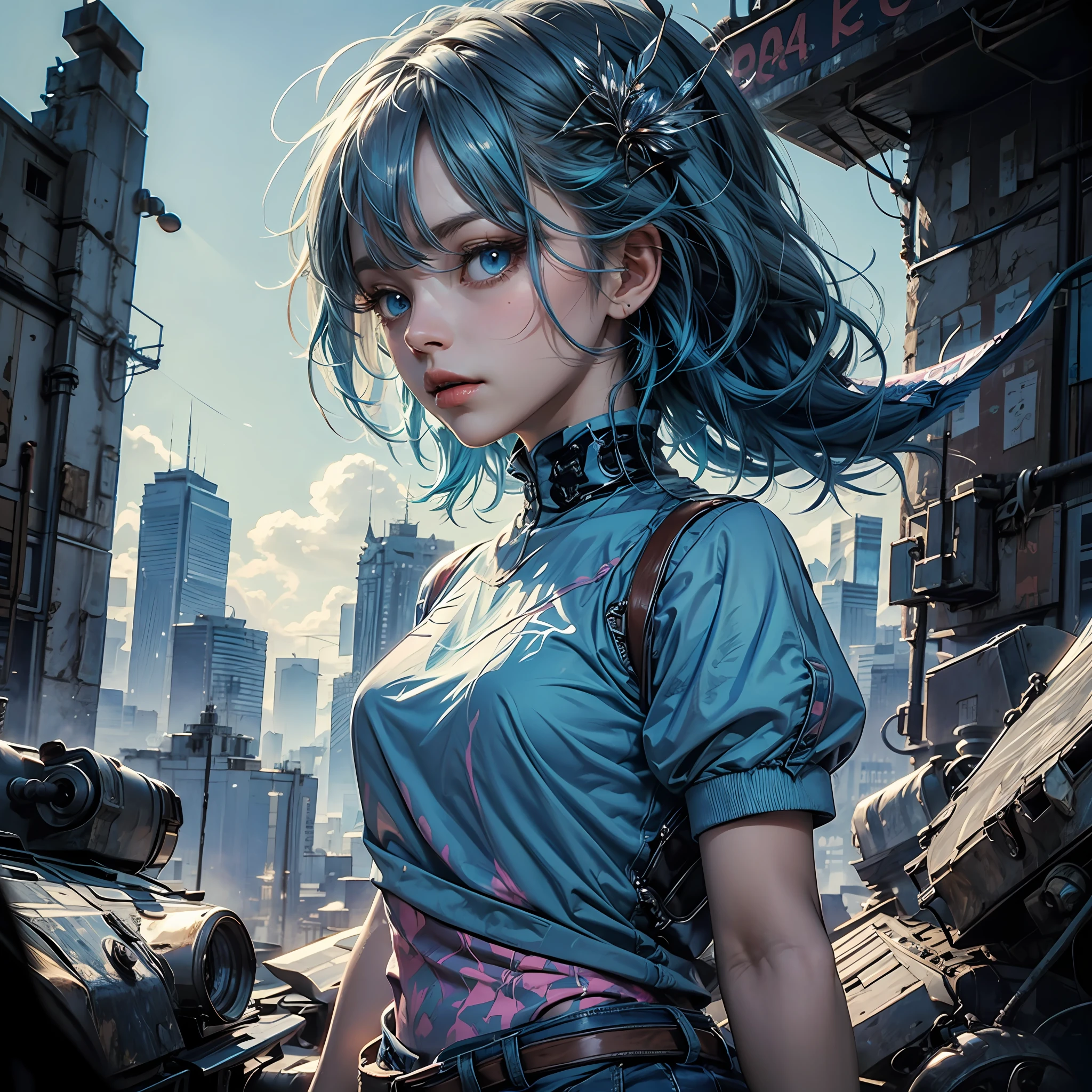 detailed background, masterpiece, best quality, cirno, crystal wings, blue hair, blue eyes, puffy short sleeves