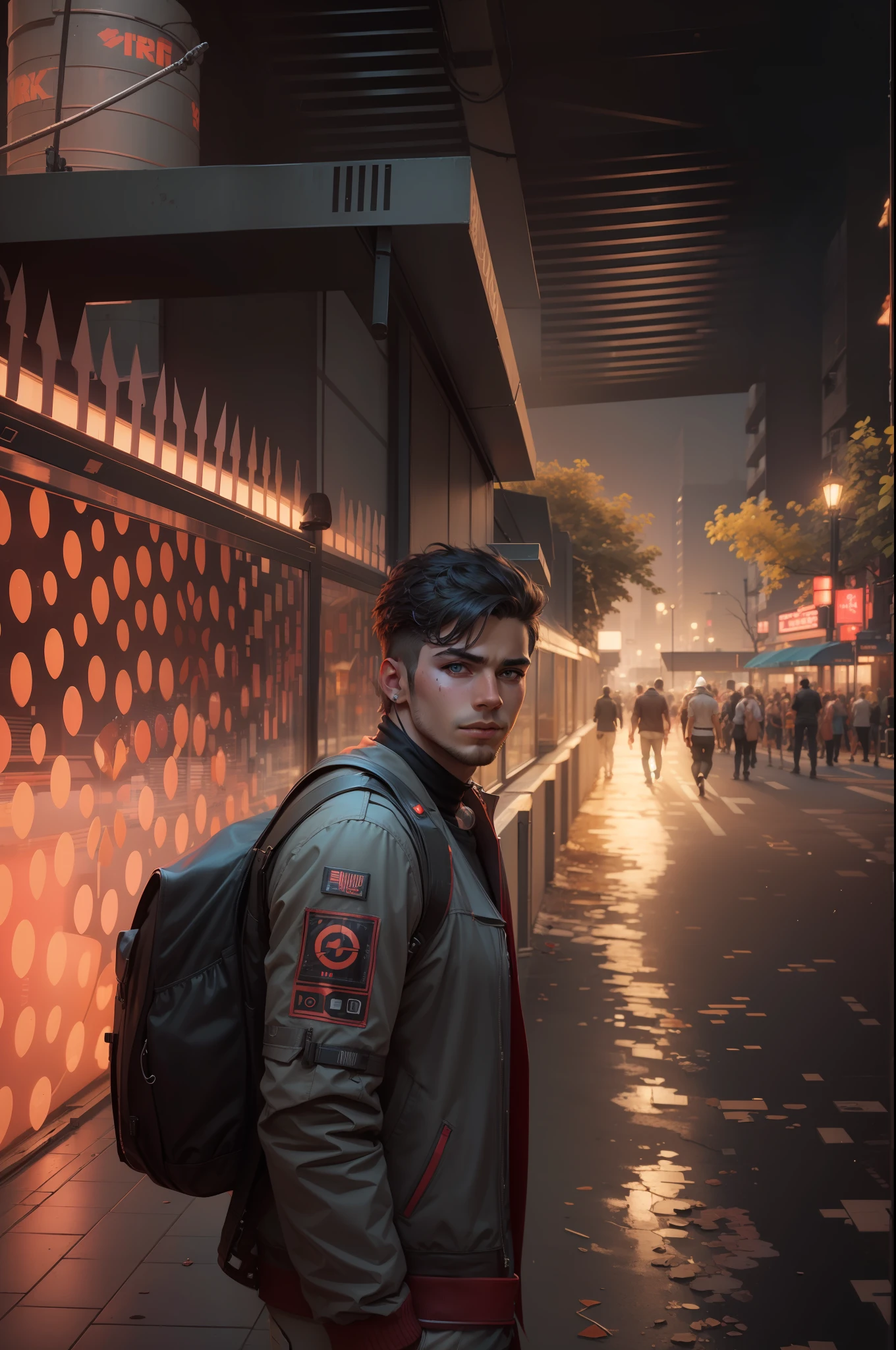 Change background cyberpunk handsome boy, realistic face,8k,ultra realistic,