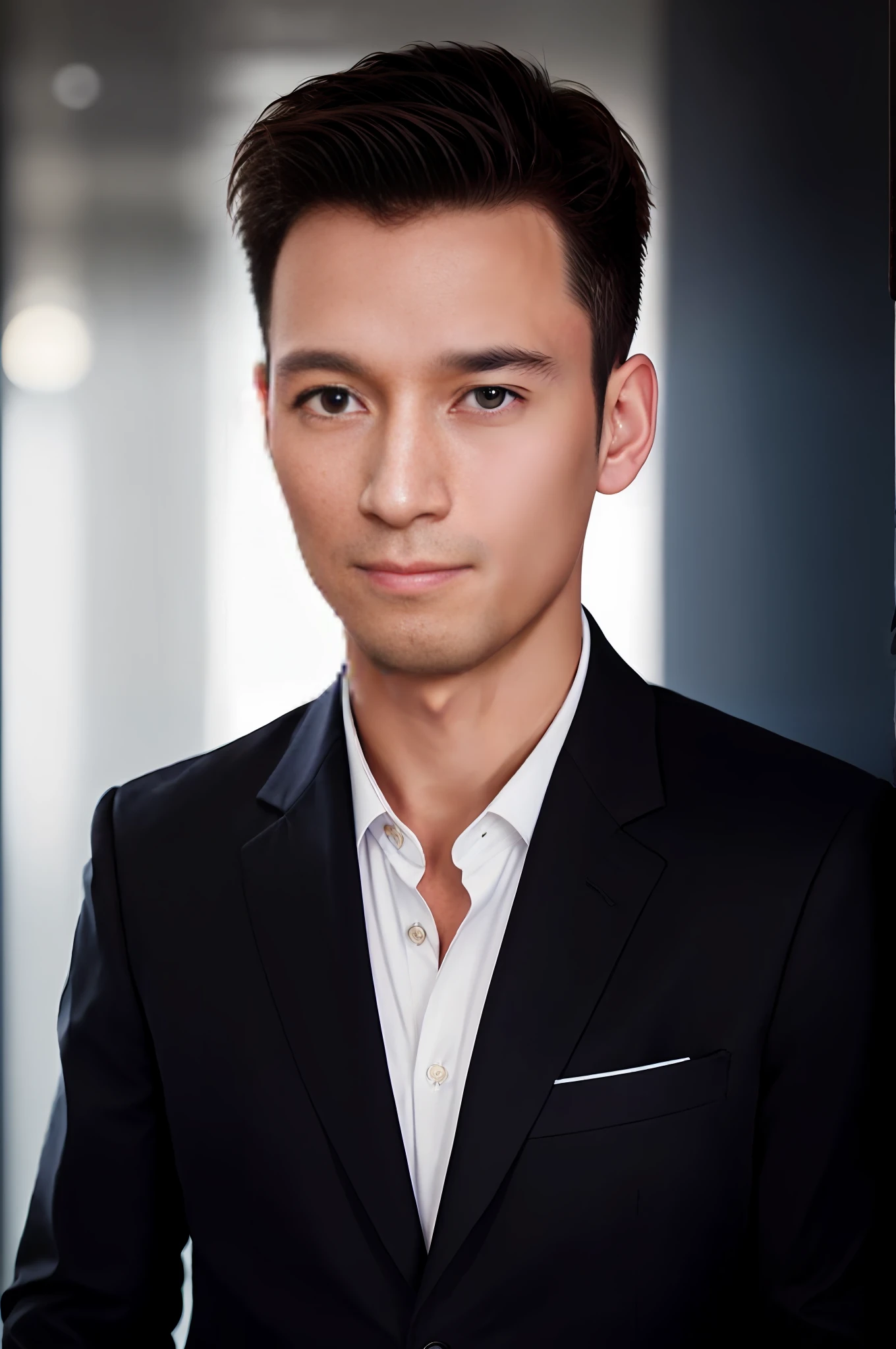 Surrealist male portrait,Artistically,photographrealistic,动态照明,art stations,poster for,Volumetriclighting,Very detailed faces,4 k'',Award-Awarded,Men in the workplace,Artistic photos,in the darkness nigth,deep shading,low tune,Business suit,(formal outfit:1.4)
