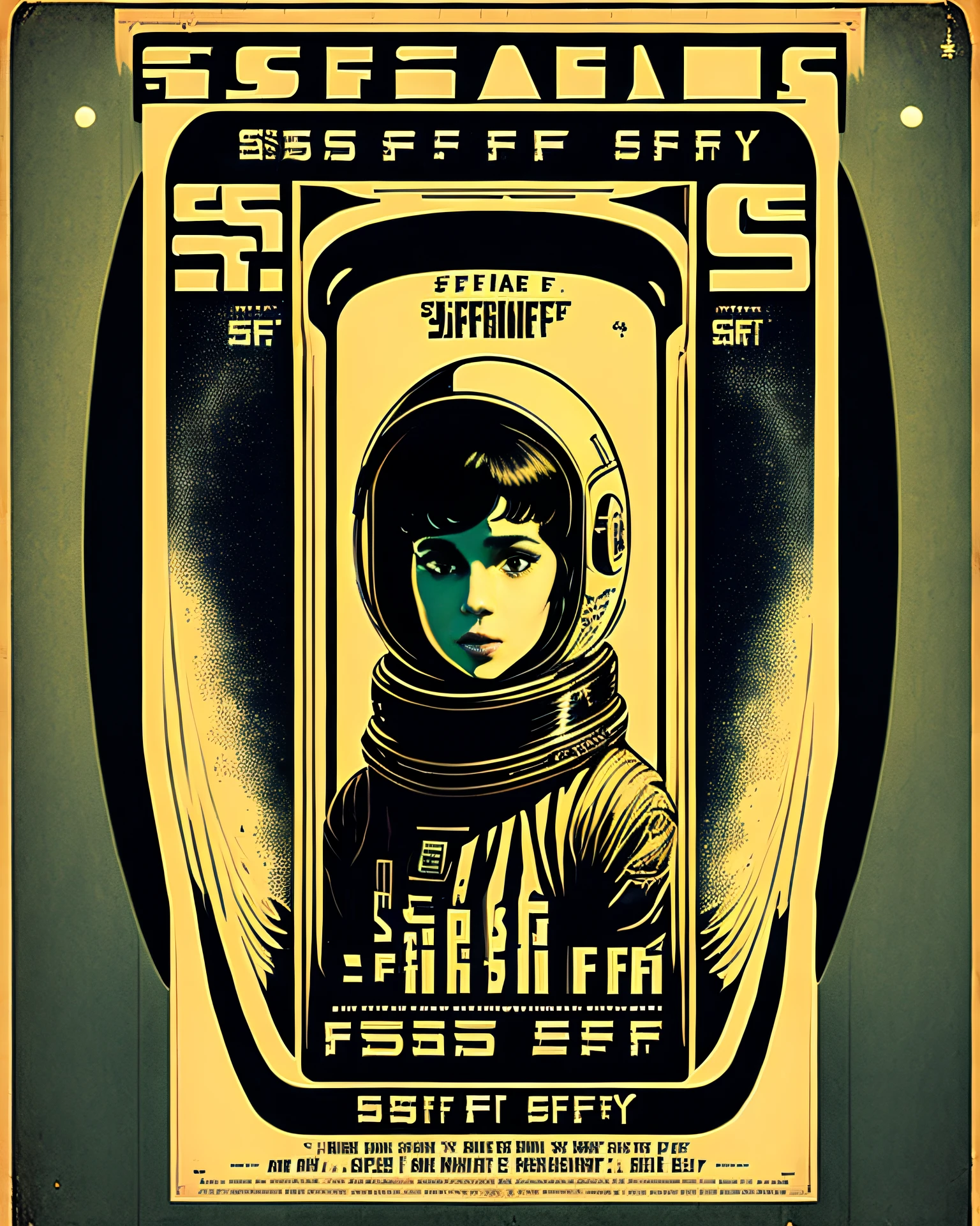Art Deco style exotic science fiction novel posters are the main focus,(SF novel:1.5), 2001: A Space Odyssey