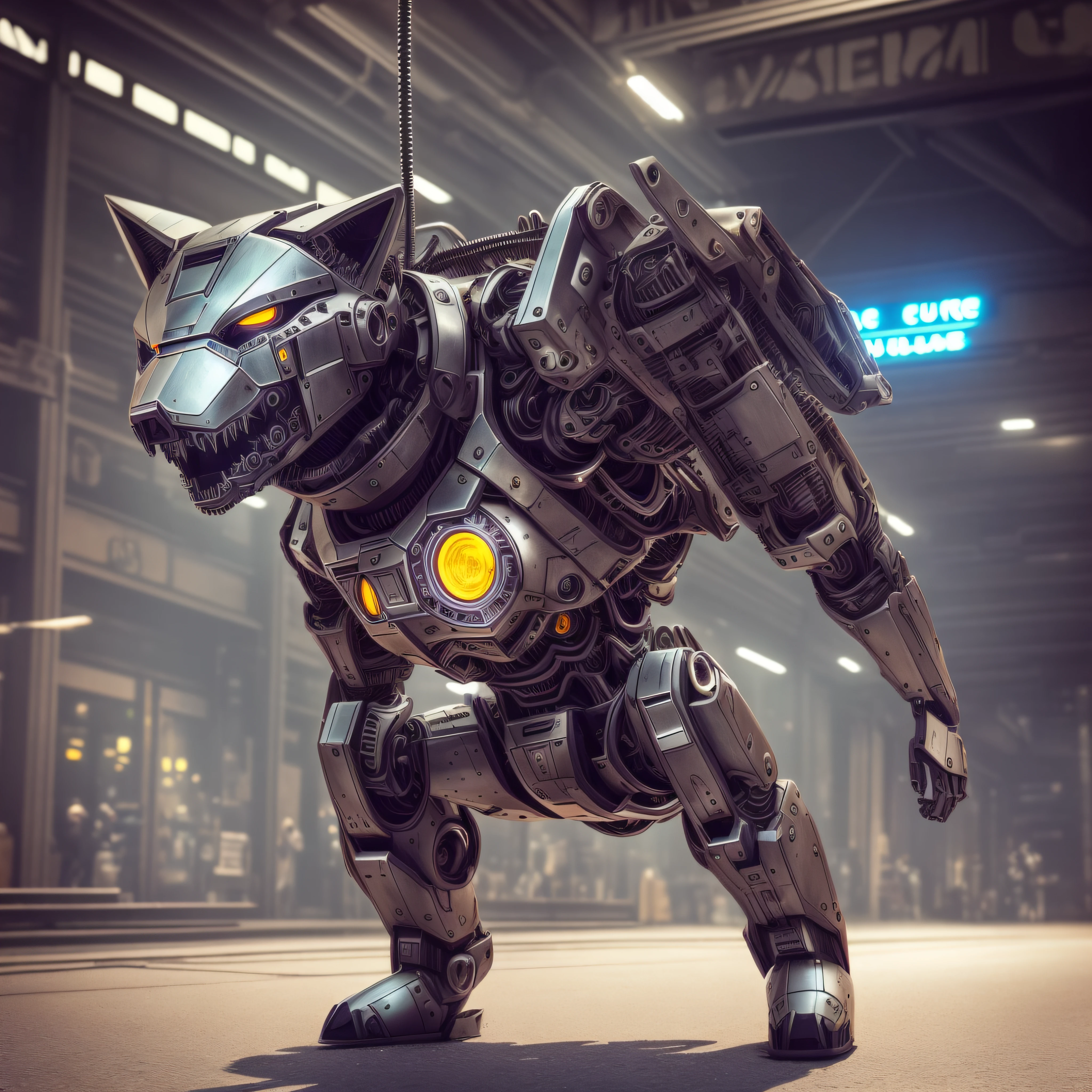 A cute little metal wolf, (Cyborg:1.1), ([Queue | detailed wire]:1.3), (DéQueues complexeses), Hdr, (DéQueues complexeses, hyperdéqueuelé:1.2), cinematic shot, Vignette, centered --auto