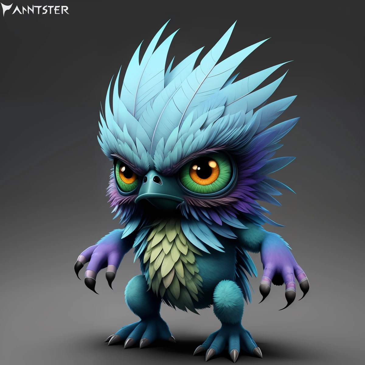 A fantz monster design, feathers, ultra detailed,