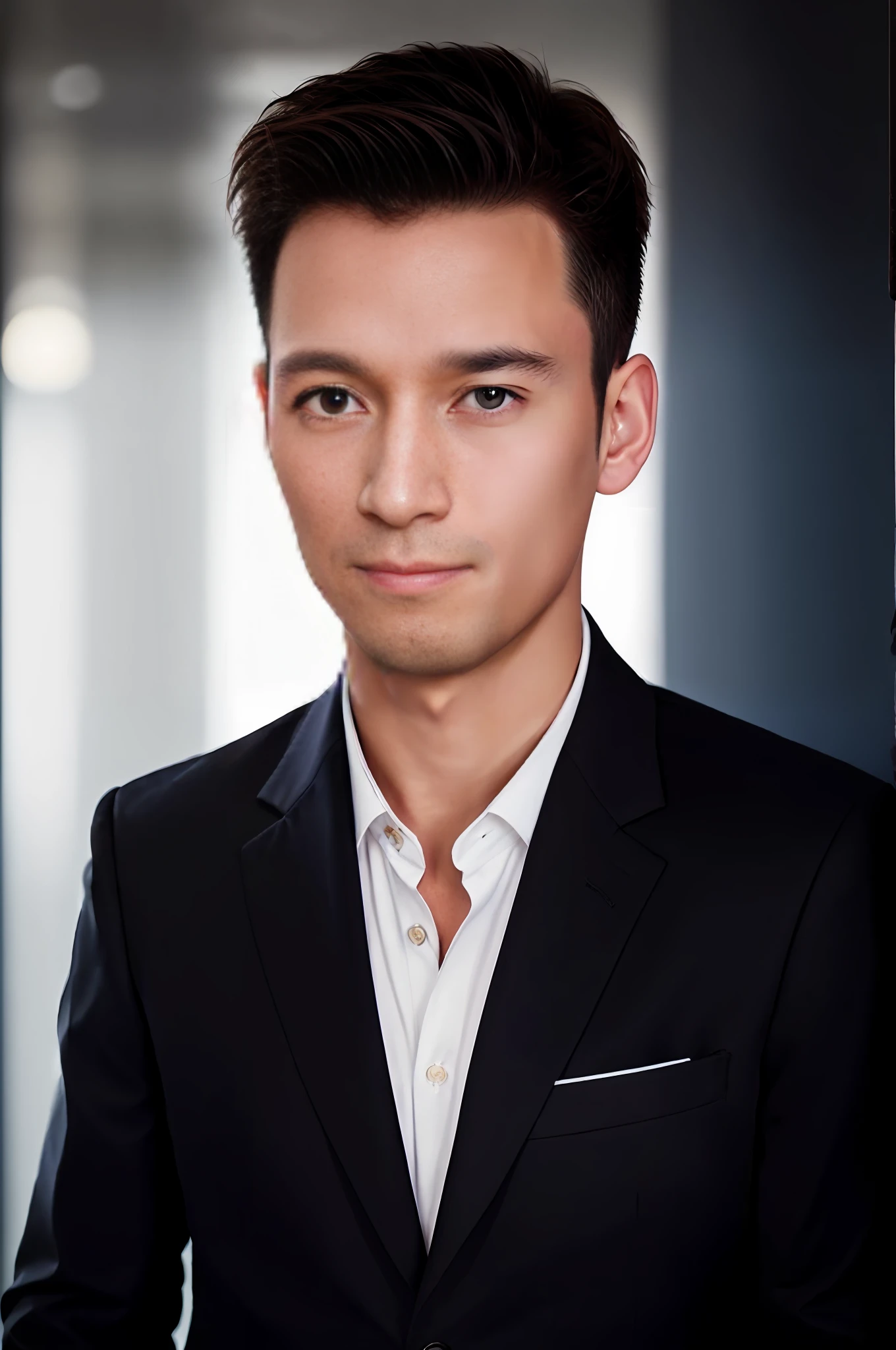 Surrealist male portrait，Artistically，photographrealistic，动态照明，art  stations，poster for，Volumetriclighting，Very detailed faces，4 k''，Award-Awarded，Men in the workplace，Artistic photos，in the darkness nigth，deep shading，low tune，Business suit,(formal outfit:1.4)