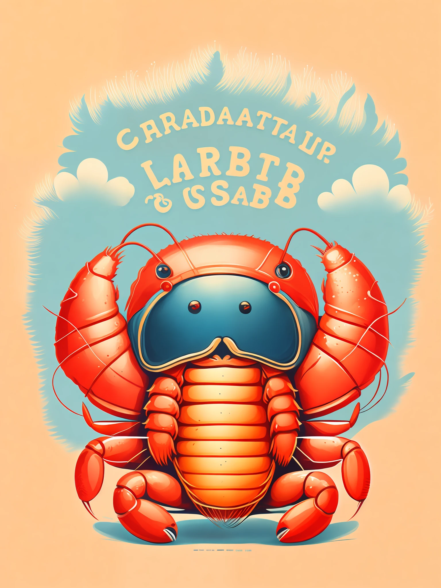 夏天, youth, graduate, design for tshirt, vectorial art,Cute lobster and hairy crab