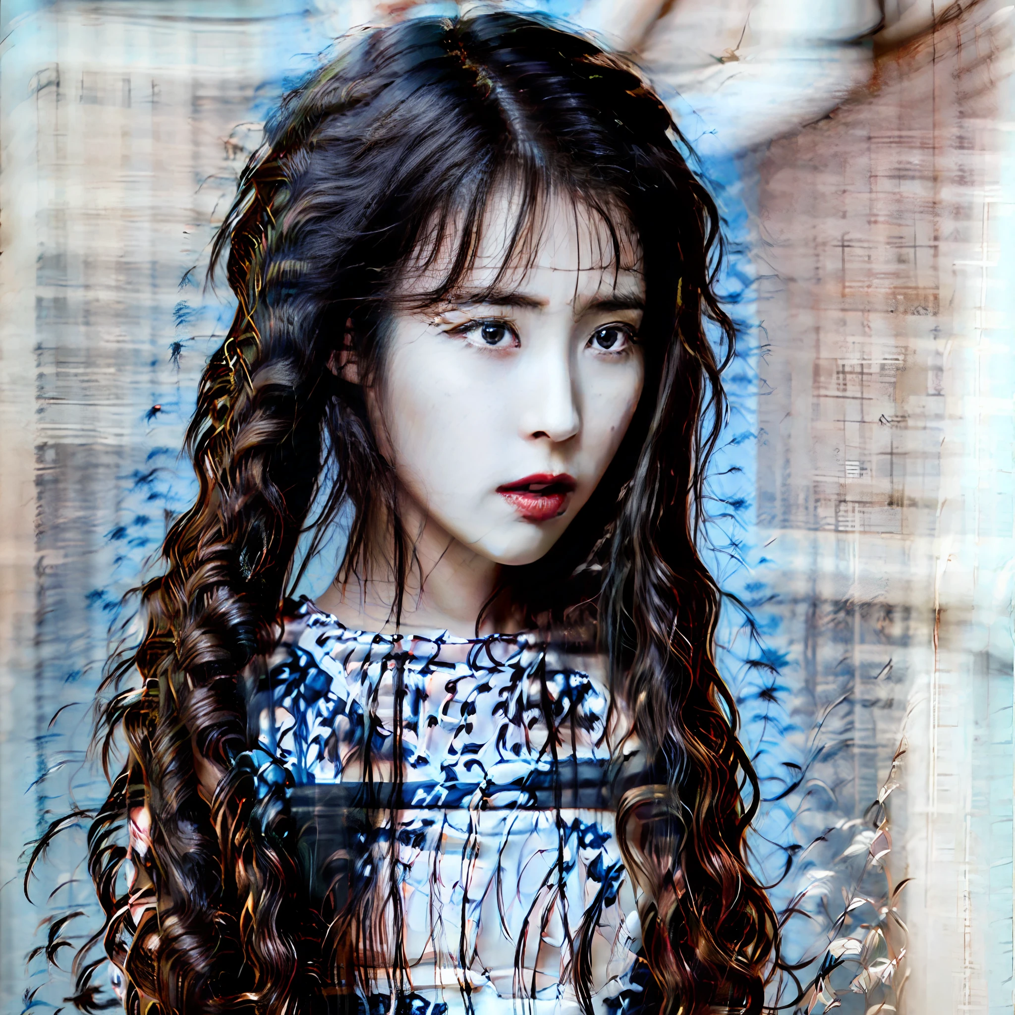 long whitr hair，Melon seed face，China-style，Danfeng Eyes，Gray eye，Tear mole under the left eye，Hanfu，water ink，Wallpapers