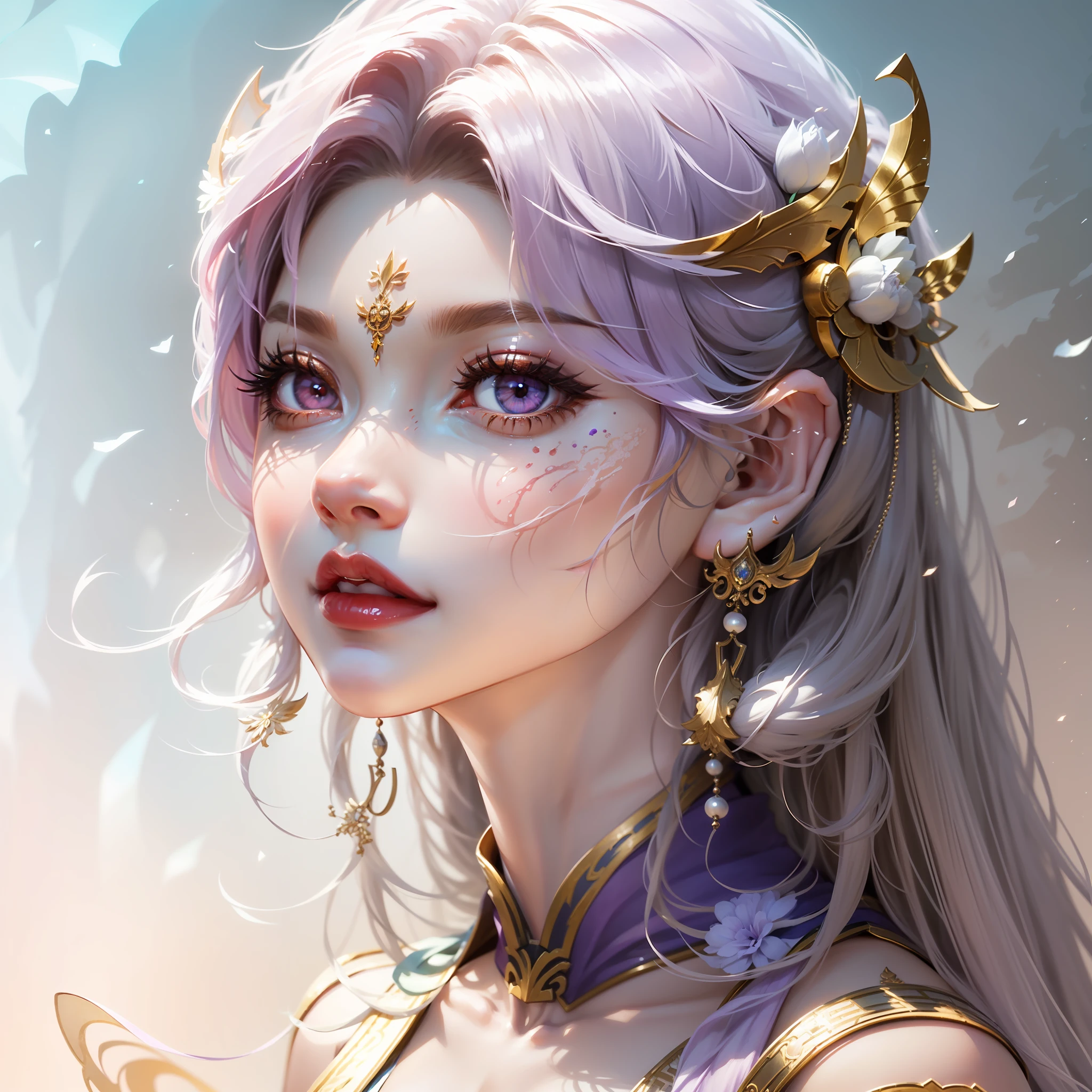 a close up of a girl with long hair wearing a purple dress, smooth anime cg art, a beautiful fantasy empress, inspired by Pu Hua, anime styled 3d, portrait knights of zodiac girl, 3d anime girl, yun ling, beautiful avatar pictures, inspired by Lan Ying, inspired by Li Mei-shu, intricate ornate anime cgi style, detailed digital anime art