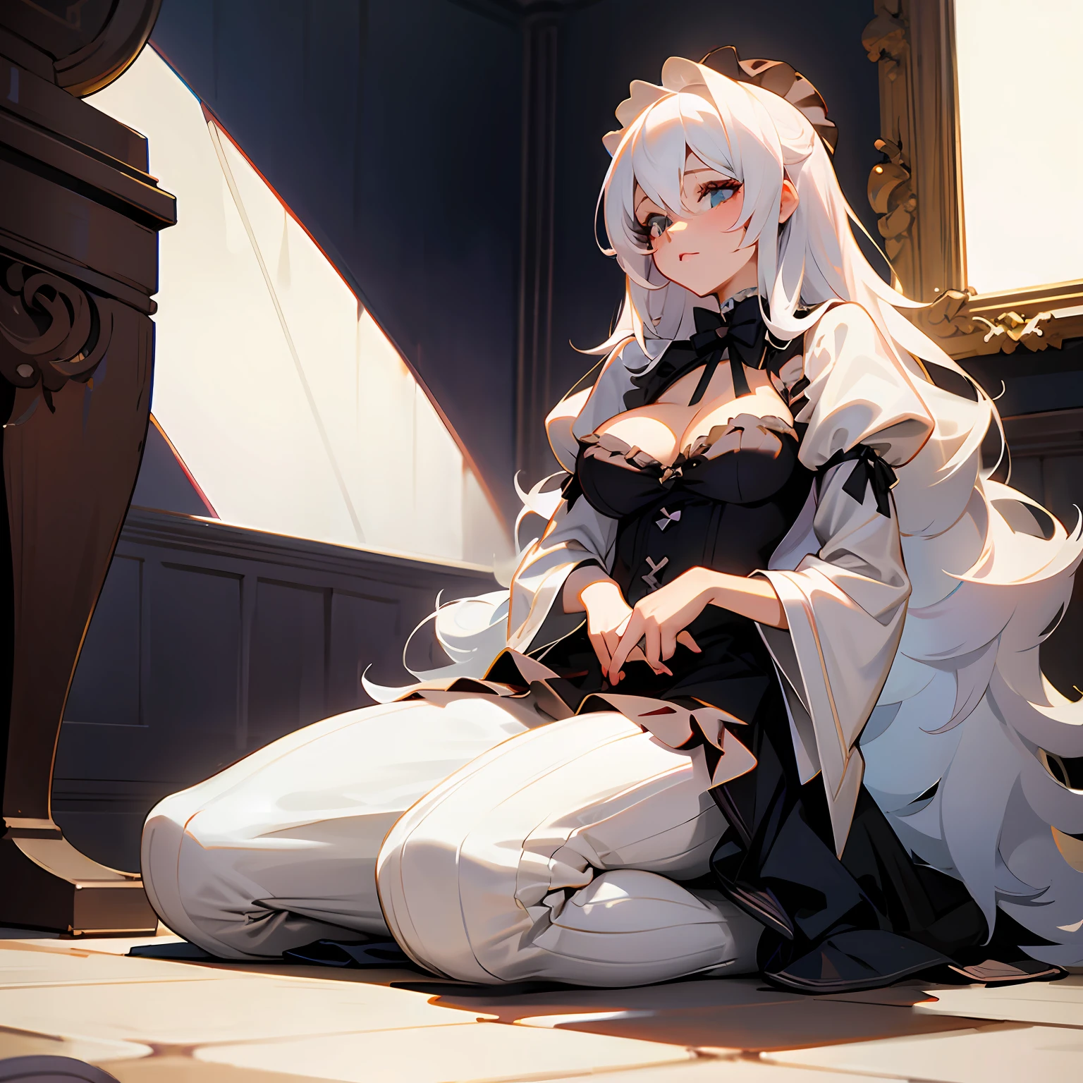 Lori huge breasts cleavage, White color hair, ****ta prostitute, Kneeling pose, flatchest, food on face, anime, Romanticism --auto