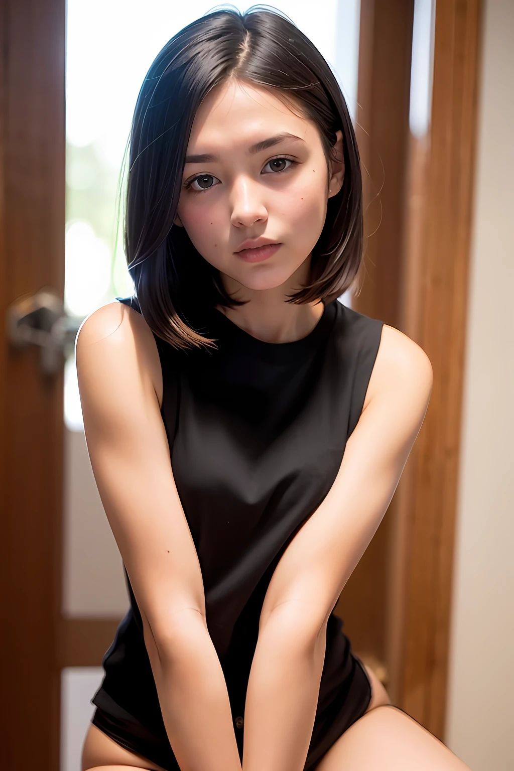 18-year-old young girl，Yellow-skinned, dark-haired，Harnes