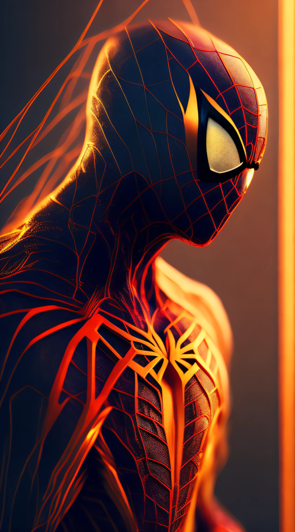 Spidey,cyber punk perssonage,Gold 8k,Resolution 1080x1920,Desktop Wallpapers,Landscape orientation,hyper HD