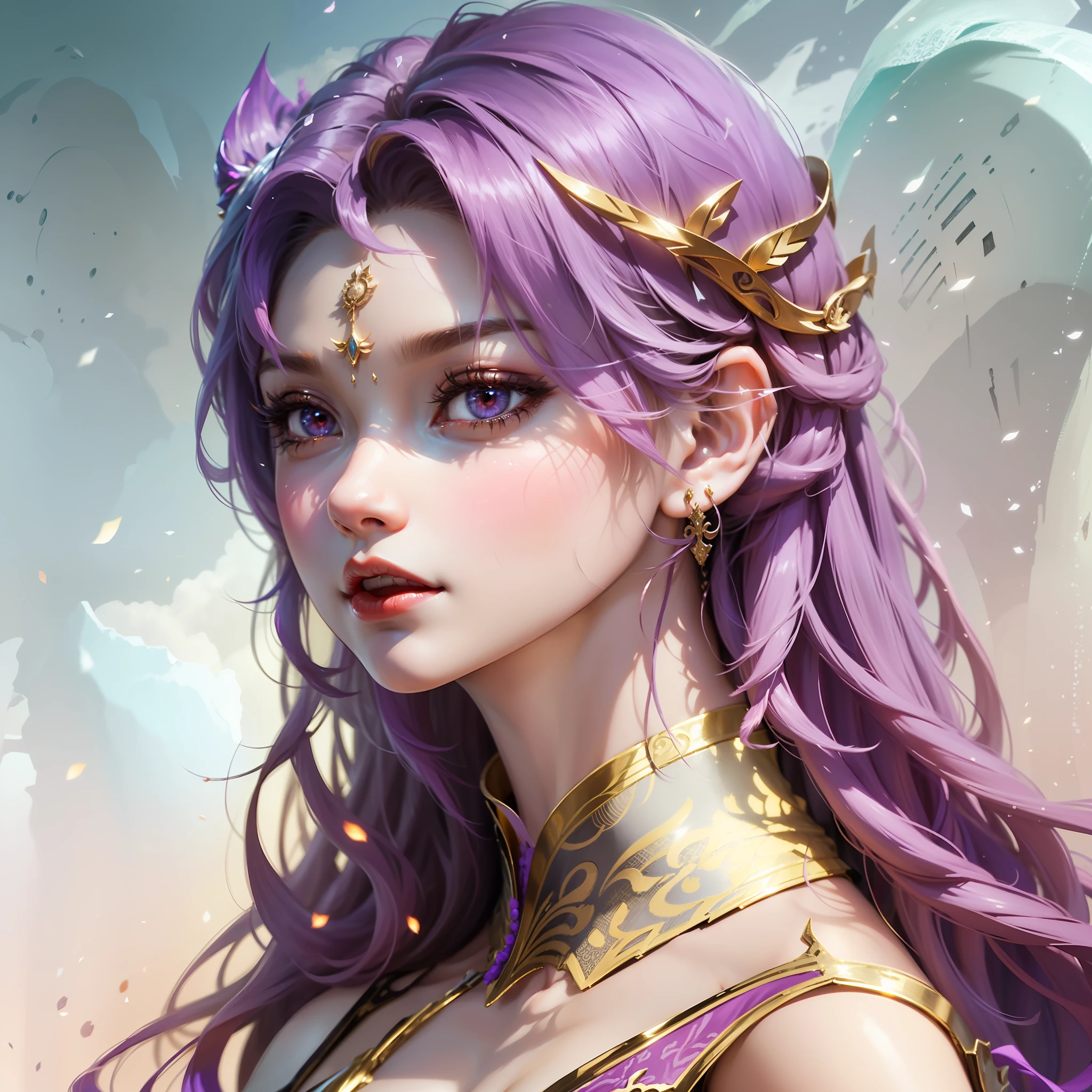a close up of a girl with long hair wearing a purple dress, smooth anime cg art, a beautiful fantasy empress, inspired by Pu Hua, anime styled 3d, portrait knights of zodiac girl, 3d anime girl, yun ling, beautiful avatar pictures, inspired by Lan Ying, inspired by Li Mei-shu, intricate ornate anime cgi style, detailed digital anime art