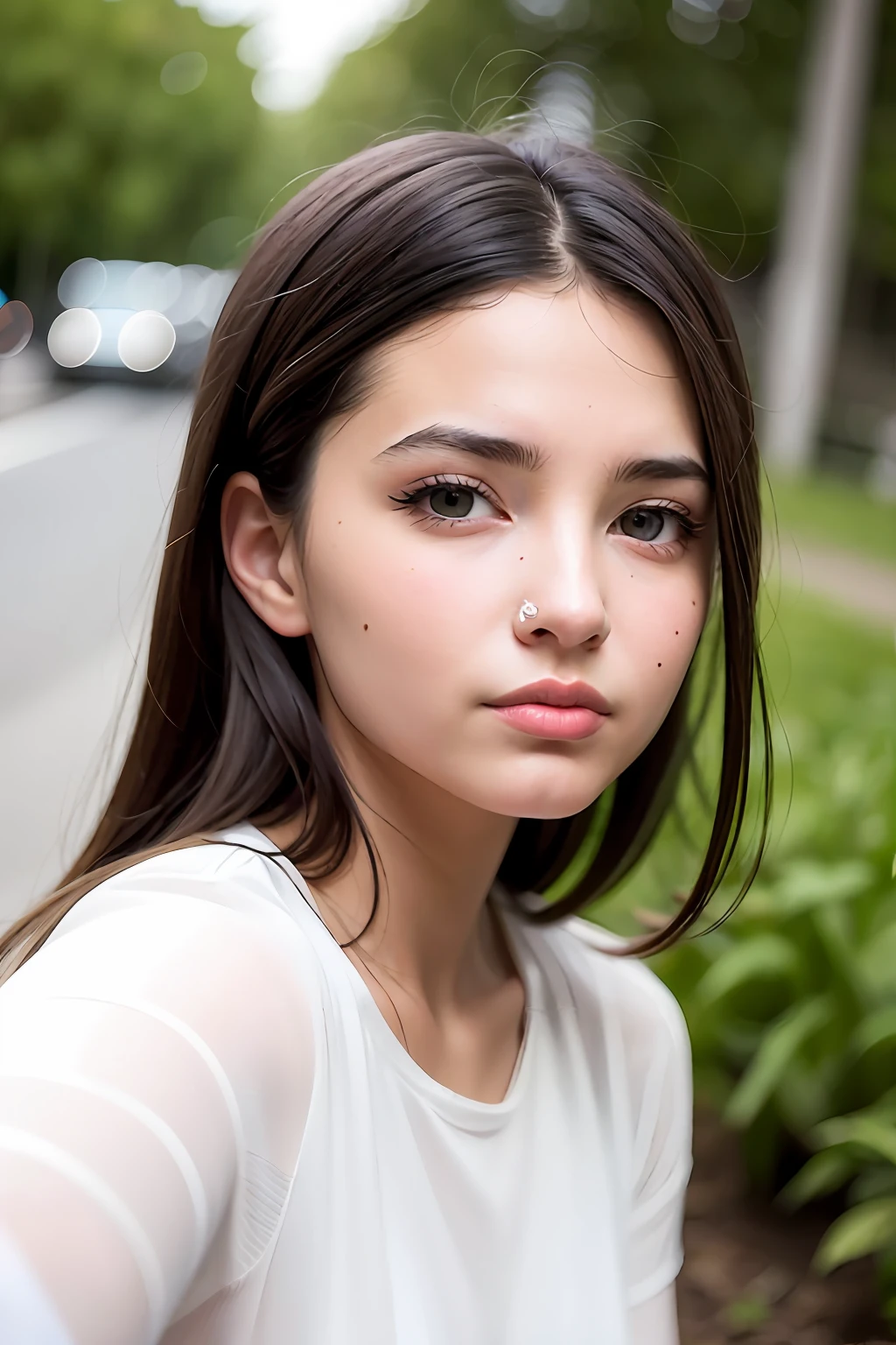 Girl with a mole on her cheek