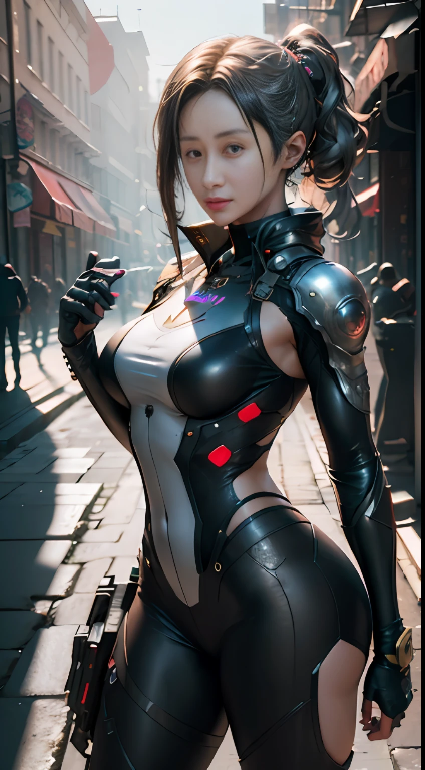 ((Best quality)), ((masterpiece)), (detailed:1.4), 3D, an image of a beautiful cyberpunk female,HDR (High Dynamic Range),Ray Tracing,NVIDIA RTX,Super-Resolution,Unreal 5,Subsurface scattering,PBR Texturing,Post-processing,Anisotropic Filtering,Depth-of-field,Maximum clarity and sharpness,Multi-layered textures,Albedo and Specular maps,Surface shading,Accurate simulation of light-material interaction,Perfect proportions,Octane Render,Two-tone lighting,Wide aperture,Low ISO,White balance,Rule of thirds,8K RAW,