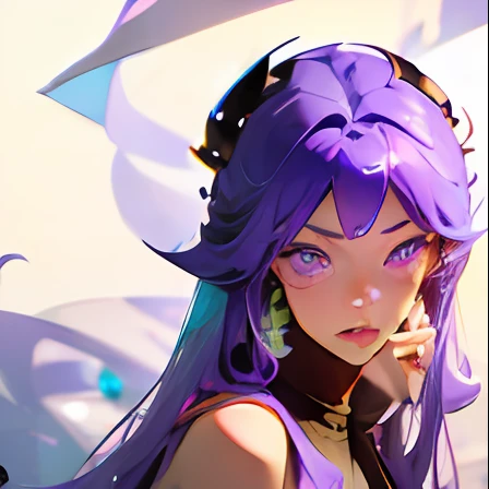 neko, hell, absurdly long hair, purple eyes, diamond-shaped pupils, upper teeth