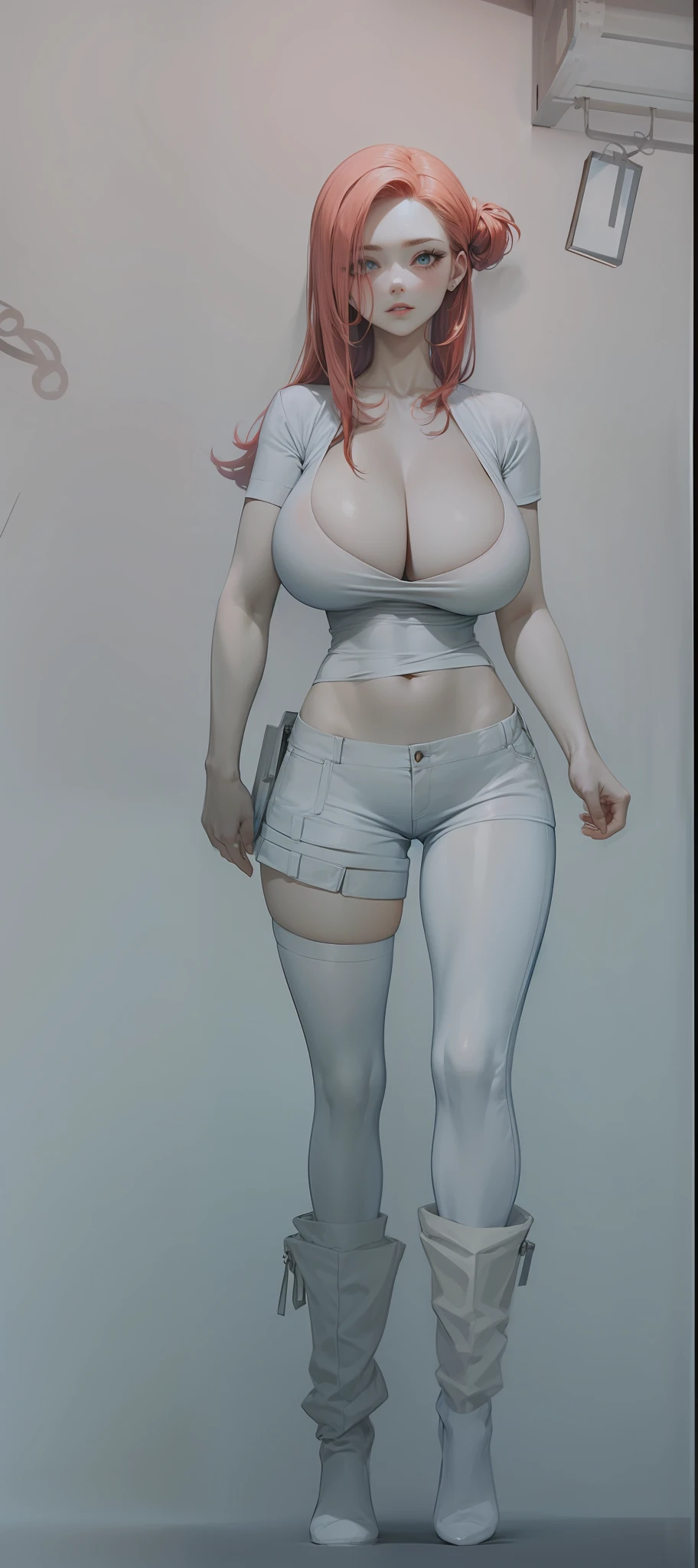 Red hair,blue cloth,big breast,sexy,4k,detail.