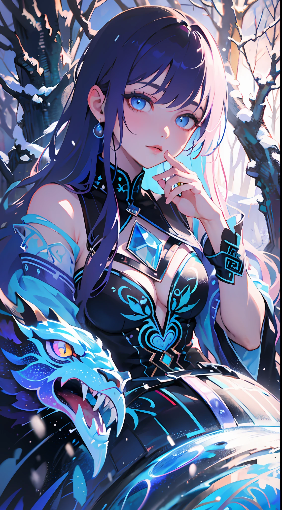 absurds,High res,ultra Detailed,official arts,统一 8k 壁纸,ultra Detailed,Beauty and aesthetics,master masterpiece,best best quality,(zentangle,Ice and snow,Tangles,Entanglement),(s fractal art:1.3),PhotoRealistic,(master masterpiece,top quality,best best quality,official arts,Beauty and aesthetics:1.2),Very Detail,s fractal art,variegated,most details,zentangle,(Abstract Background:1.5)(1boy:1.3),Kamimei,(Glowing blue eyes),Enigmatic,(MAGIC),((Sit on a tree)),Ice and snow