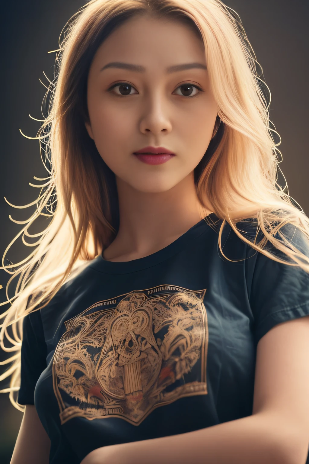 Masterpiece, Best quality, film photo, Anatomically correct,
Digital artwork illustration ,
Innocent 20-year-old woman, Pale skin,
Polish,
pronounced feminine features,
(Stretching),
T-shirt,
Straight blonde hair,
Large breasts,
(universe background),
Dark illustration style,
(8K, Dynamic composition, Photorealistic, Sharp focus), elaborate background, Cinematic, Rule of thirds,
Backlight,
filmgrain,
Intricate details,
Fine details,