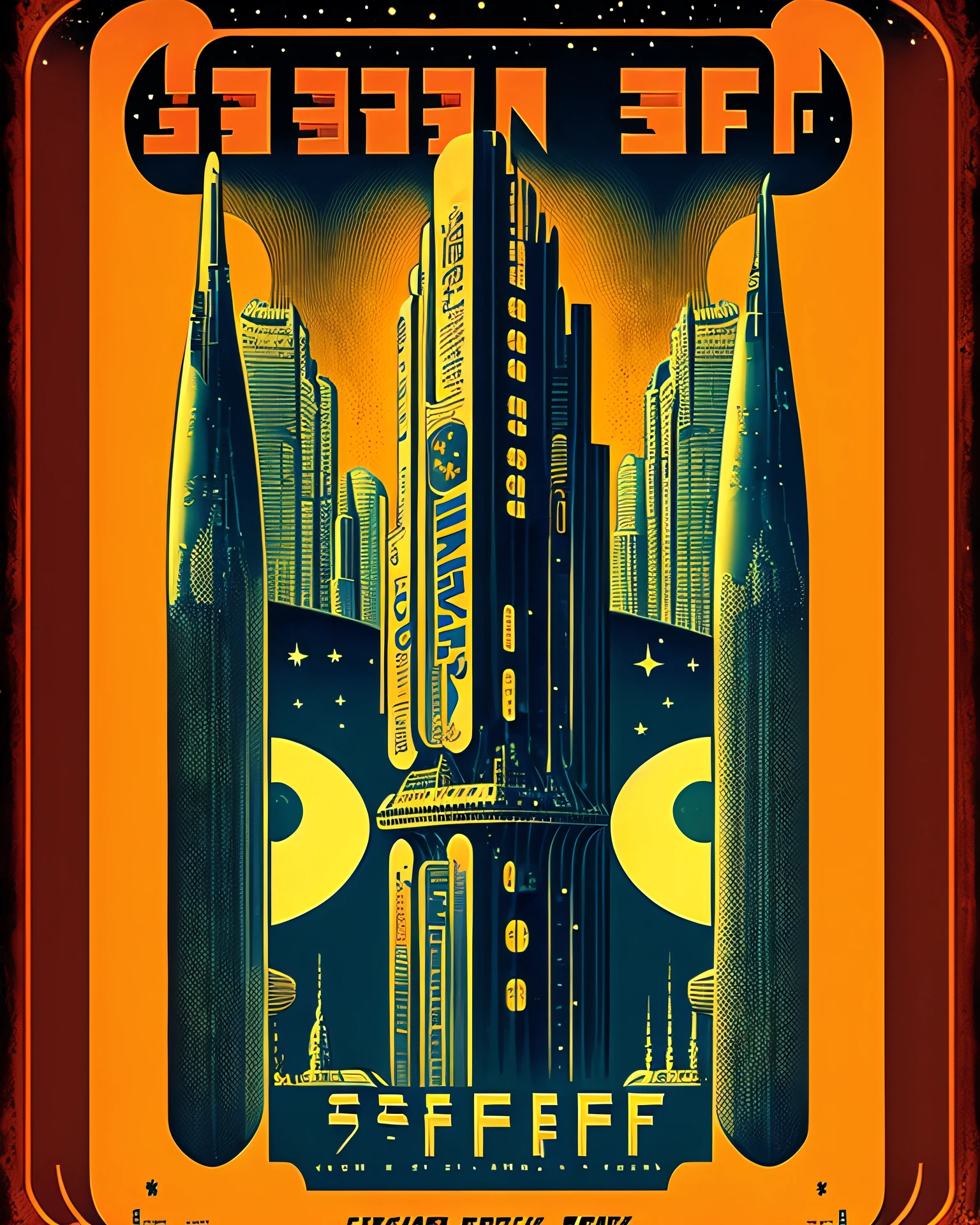 Art Deco style exotic science fiction novel posters are the main focus,(SF novel:1.5), Star Trek
