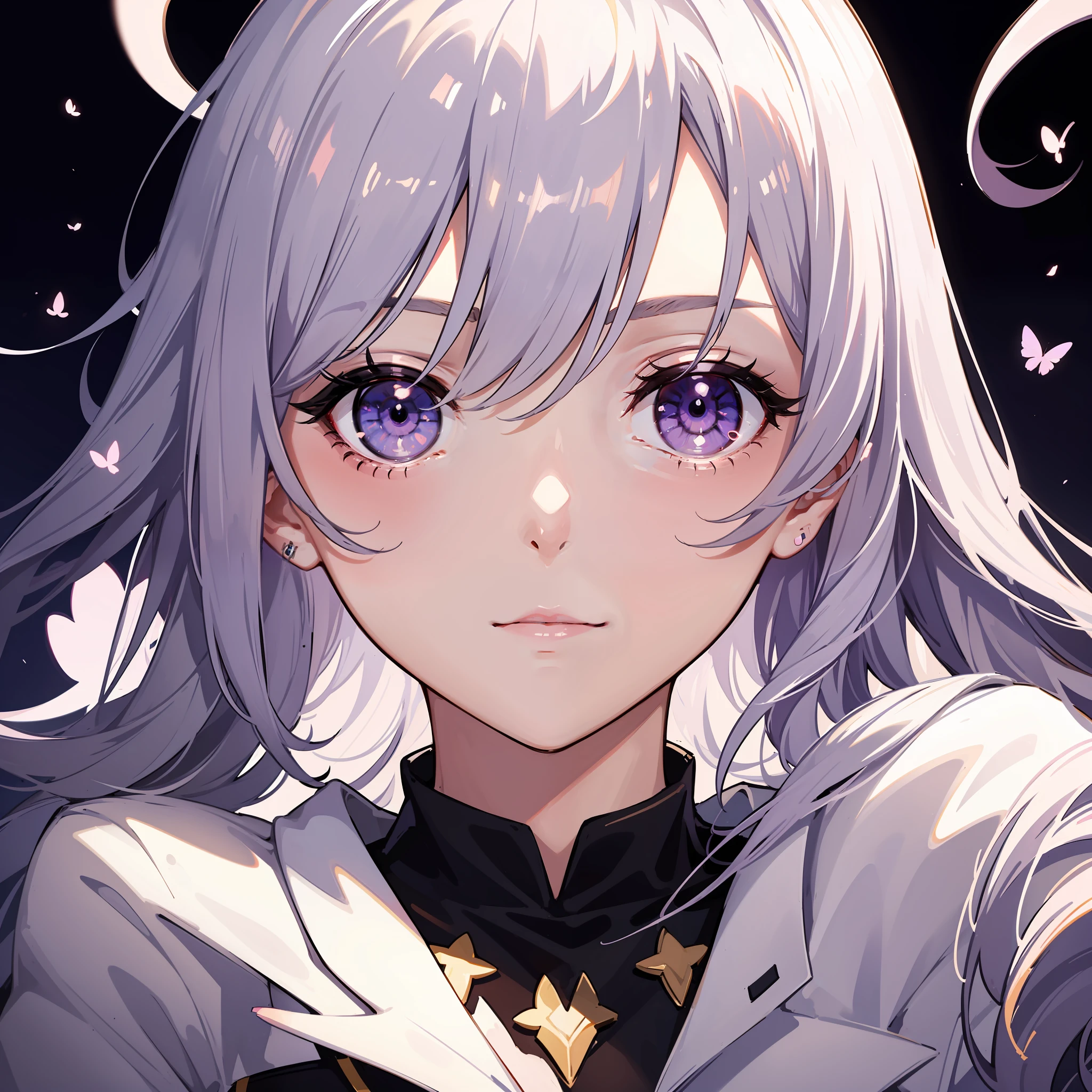 8K，tmasterpiece，Wallpapers，white backgrounid，1girl，solo，light violet hair，Light purple eyes，National style，A tranquil，expressiveless