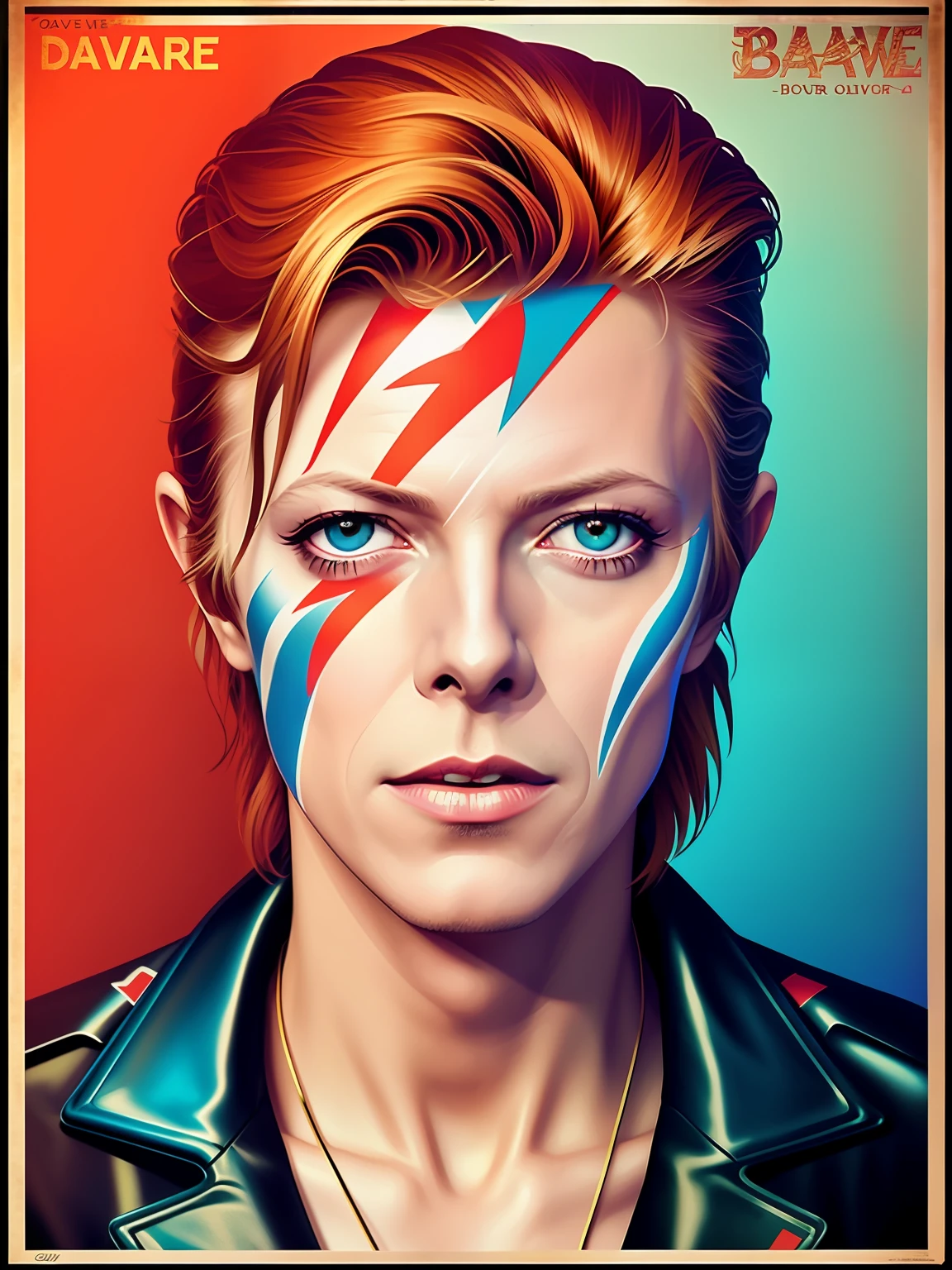 DAVID BOWIE, VHS effect, (poster:1.6), poster on wall, nostalgia, movie poster, portrait, close up (skin texture), intricately detailed, fine details, hyperdetailed, raytracing, subsurface scattering, diffused soft lighting, shallow depth of field, by (Oliver Wetter)