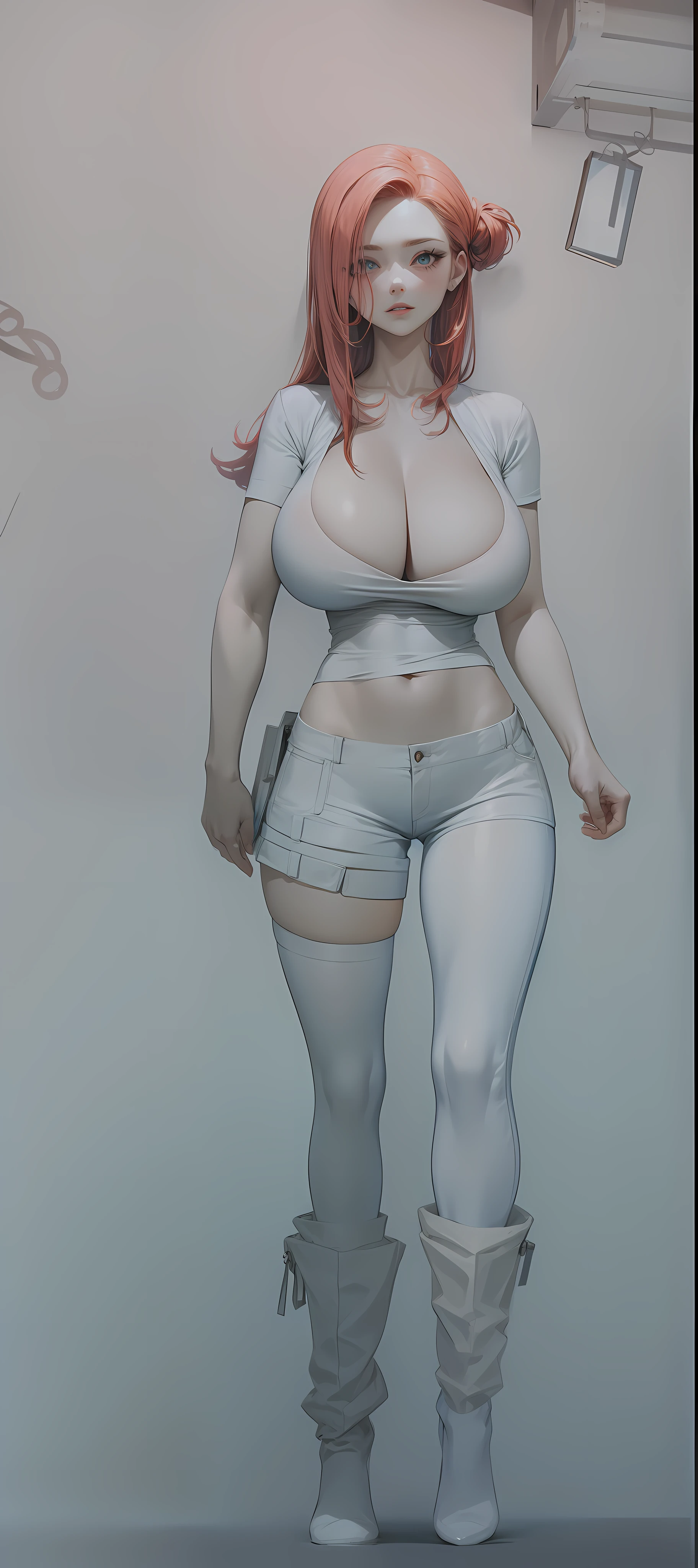 Red hair,blue cloth,big breast,sexy,4k,detail.