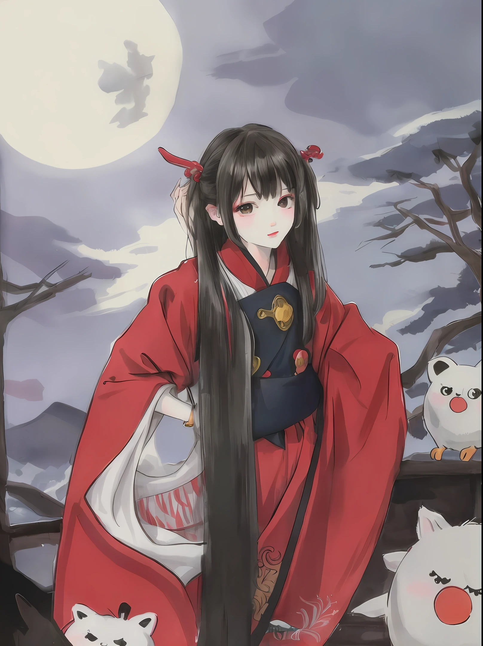 high-level image quality、Camera image quality、Tengu、youkai、Moonlit Night、