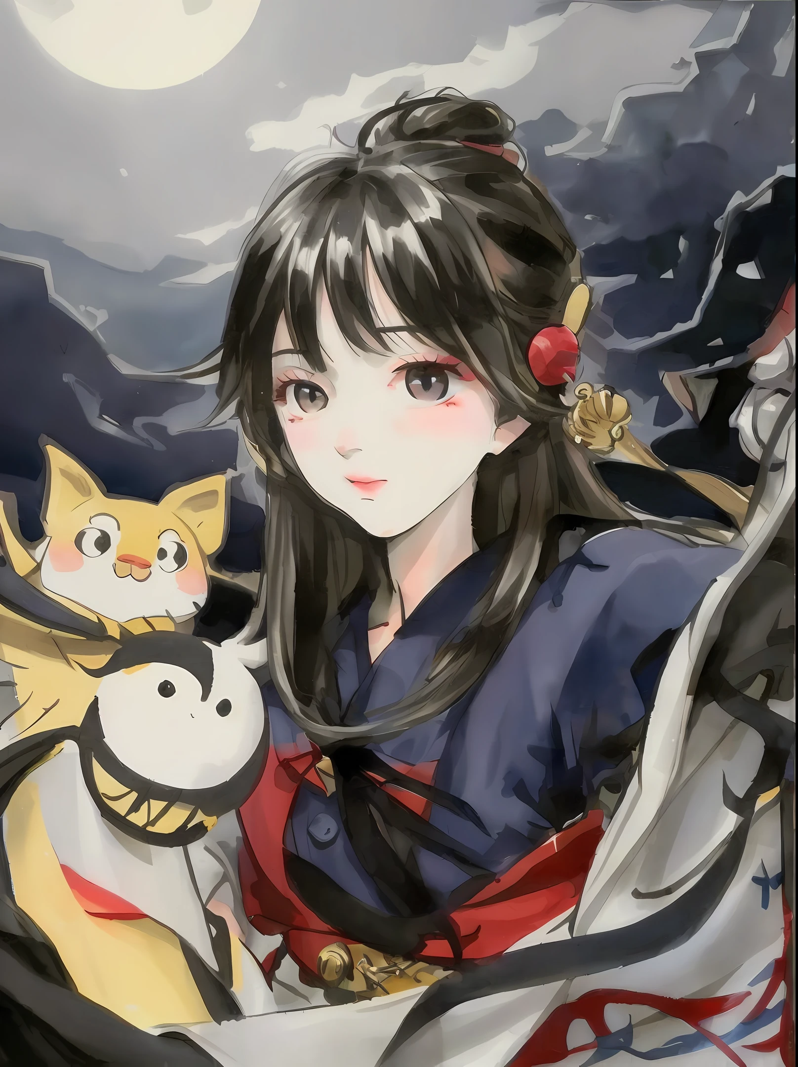 high-level image quality、Camera image quality、Tengu、youkai、Moonlit Night、