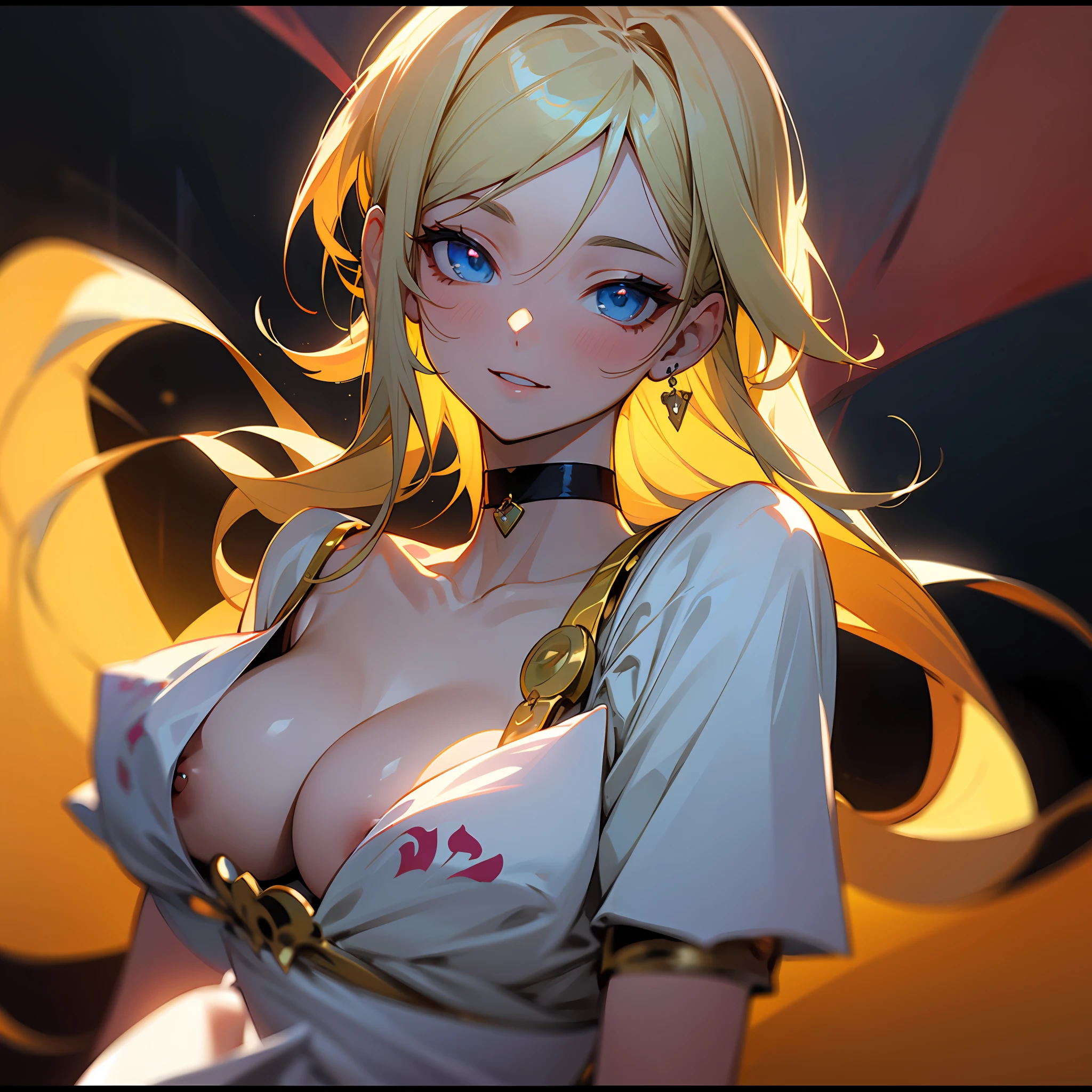 best qualityer, tmasterpiece, High- sharpness, 1girl, Clear silk porcelain dress, beauitful face, hair adornments, looking at viewert, ssmile, Keep one's mouth shut, cparted lips, shift dresses, hair adornments, choker necklace, jewely, long whitr hair, 耳Nipple Ring, beauitful face,upon_body, Tyndall effect, Photorealsitic, edge lit, twotonelighting,(highdetailskin:1.2), 8K UHD, digital SLR camera, gentle illumination, high high quality, Volumetriclighting, Frankness, photore, A high resolution, 4k, 8k, bokeh --auto