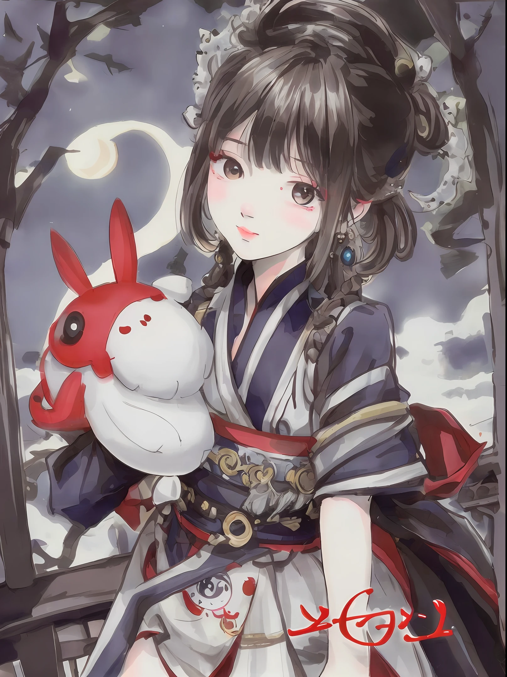 high-level image quality、Camera image quality、Tengu、youkai、Moonlit Night、