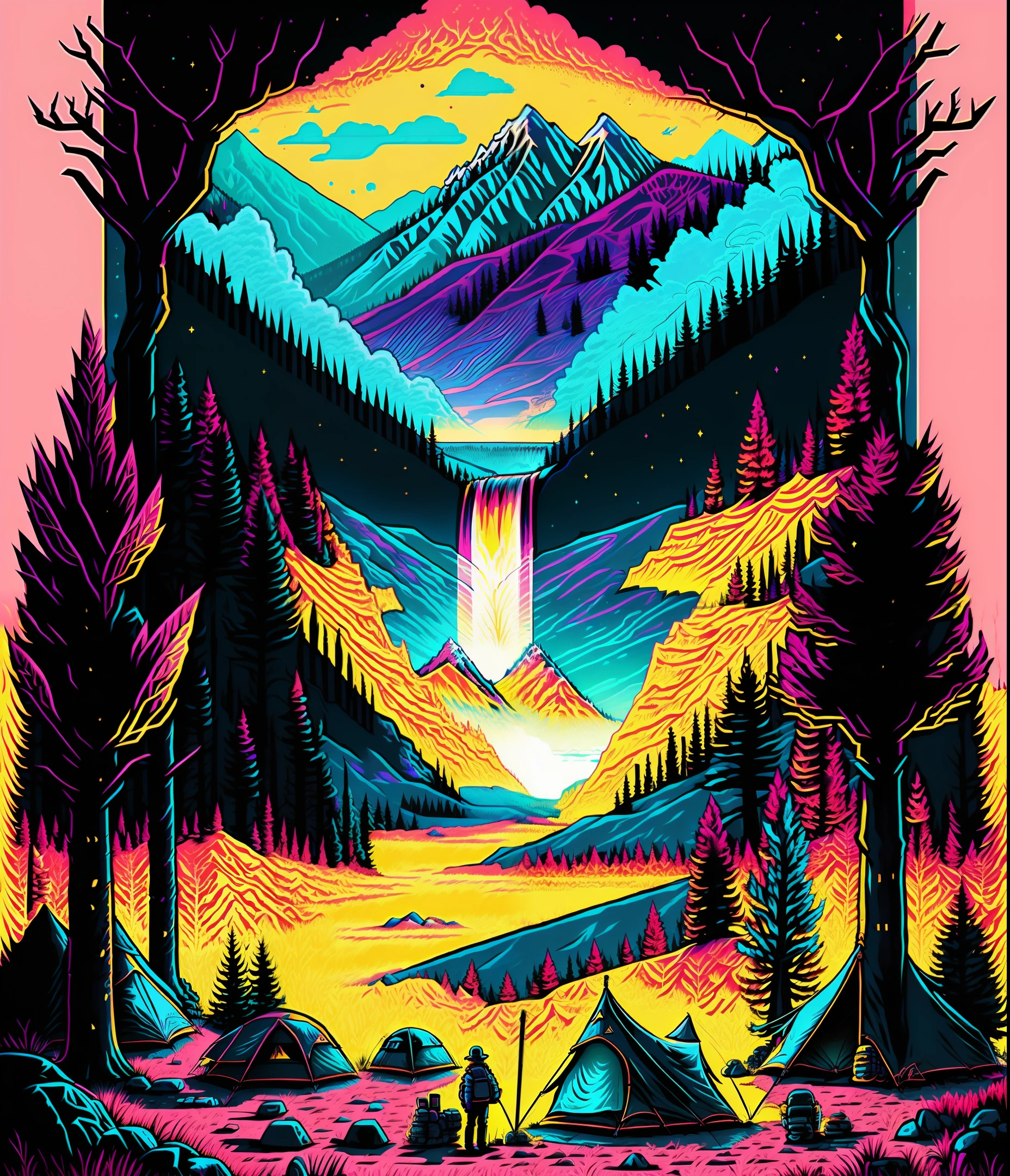 Yellowstone camping poster