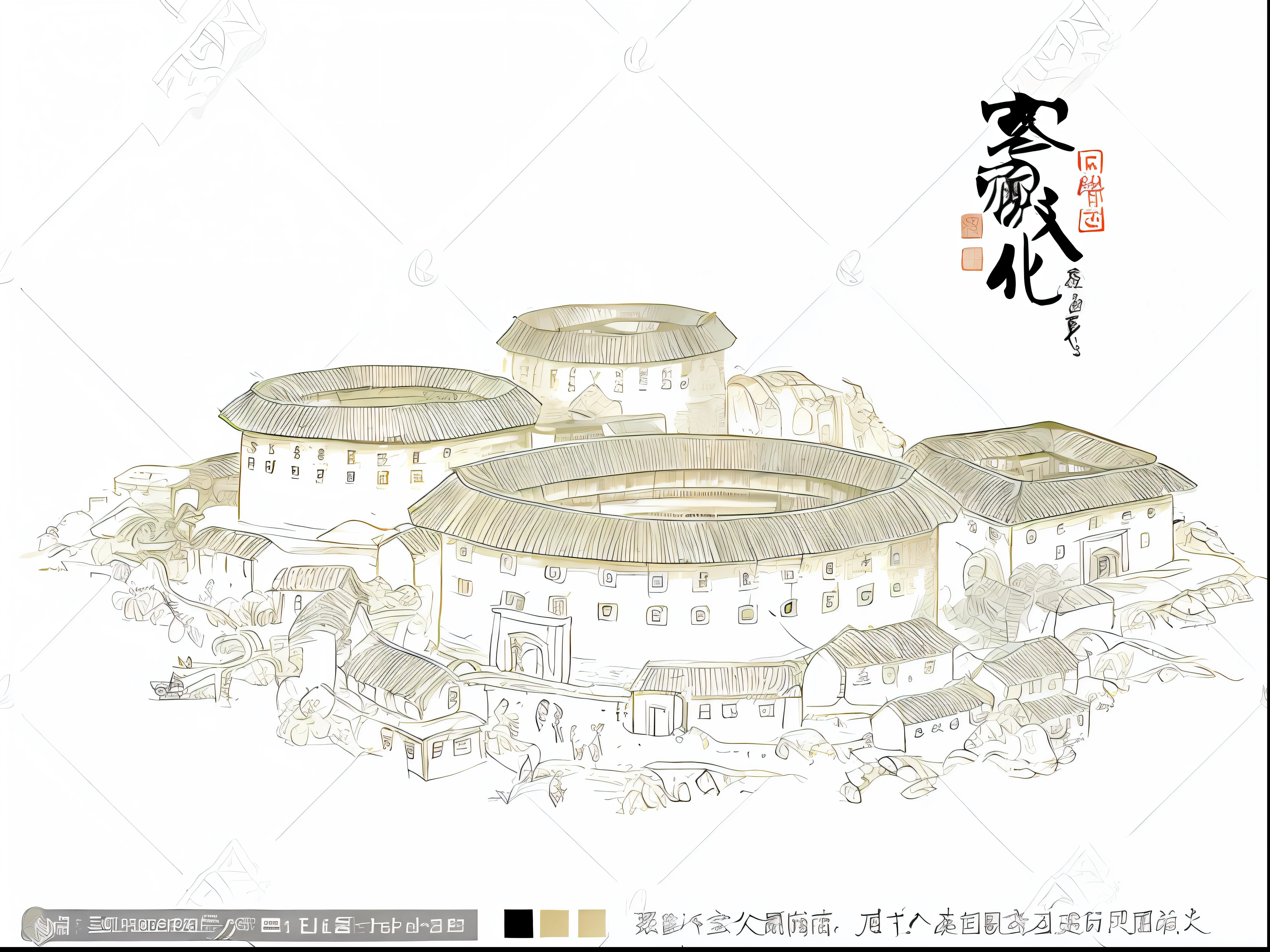 Drawings of a Chinese castle with a large tower and a large tower, museum ink painting, Beautiful rendering of the Tang Dynasty, ancient city landscape, A beautiful artwork illustration, Ancient Chinese architecture, chinese brush pen illustration, ancient city of white stone, Ancient buildings, Tang Dynasty Palace, artwork in the style of z.Show on the. gu, hd illustration, ancient china art style